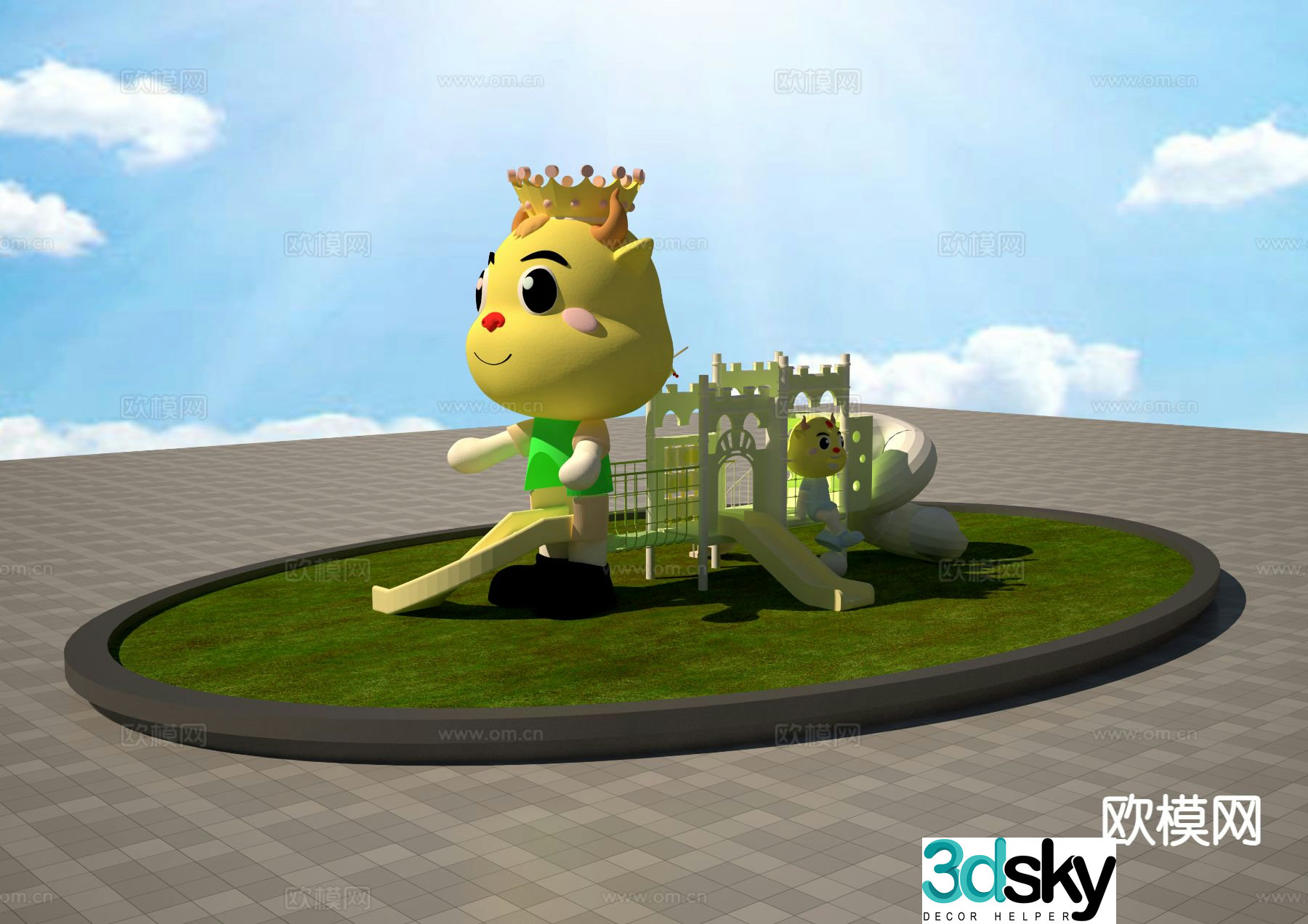 Cartoon amusement rides slide 3d model