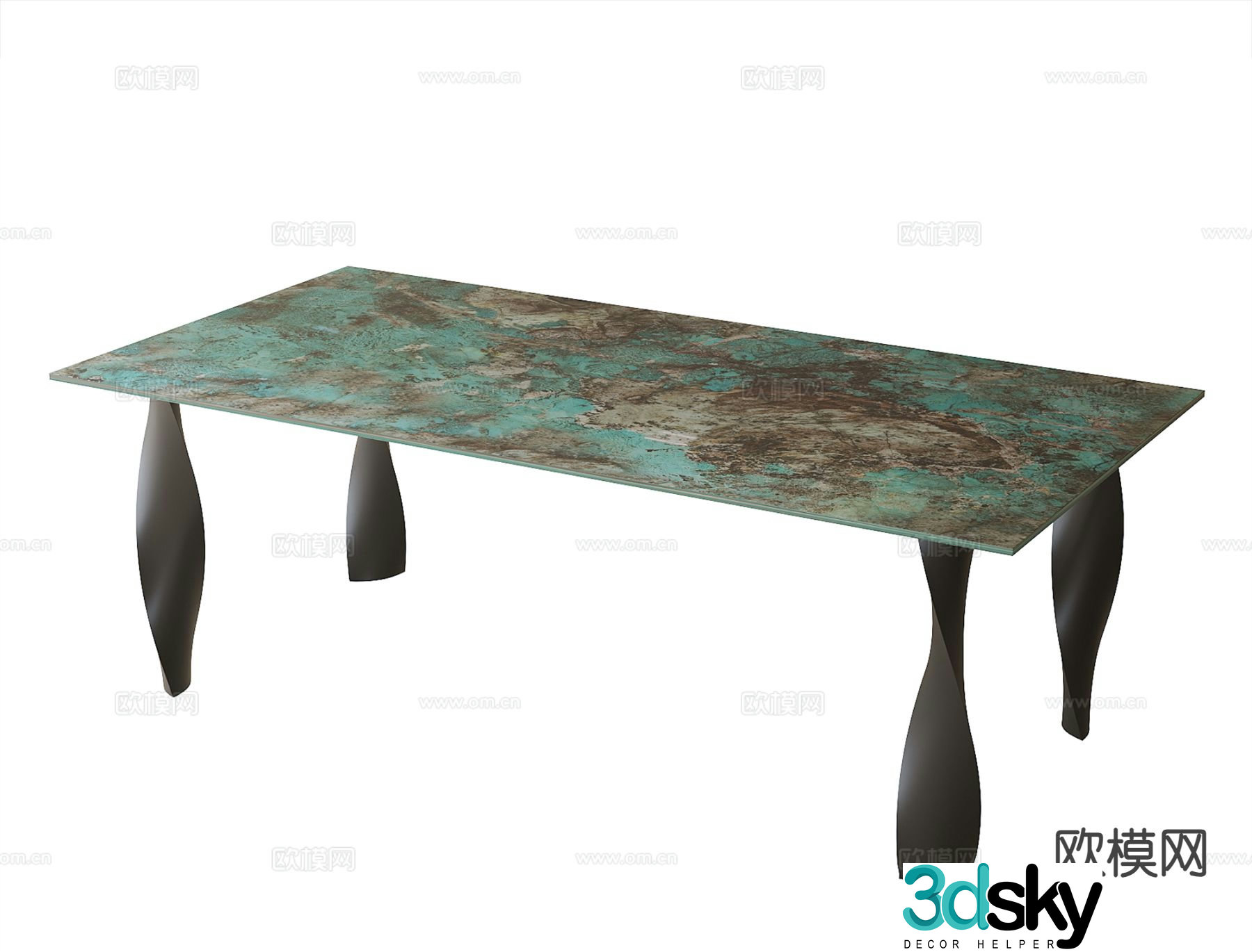 Minimalist dining table slate dining table 3D model