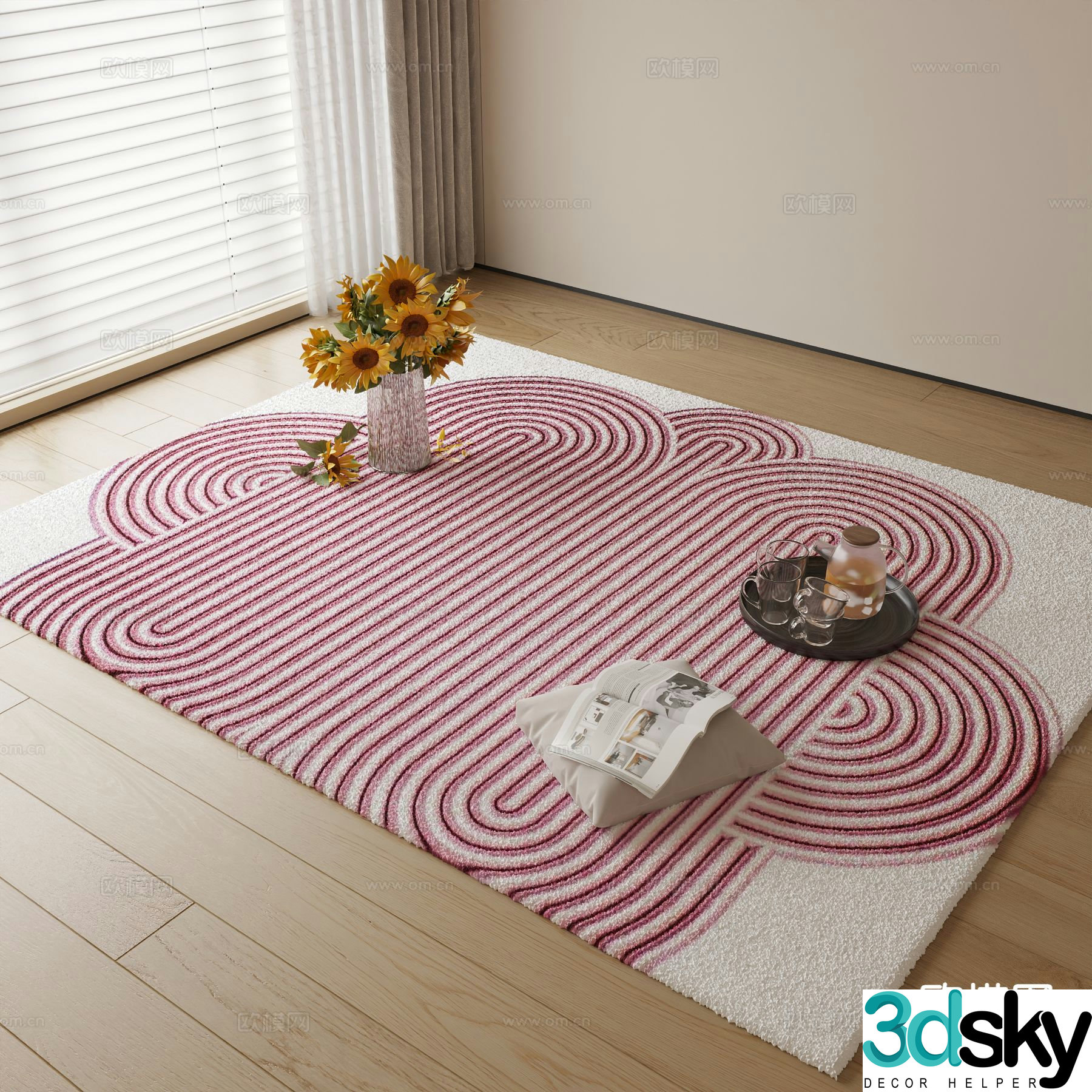 Modern carpet square rug 3d model