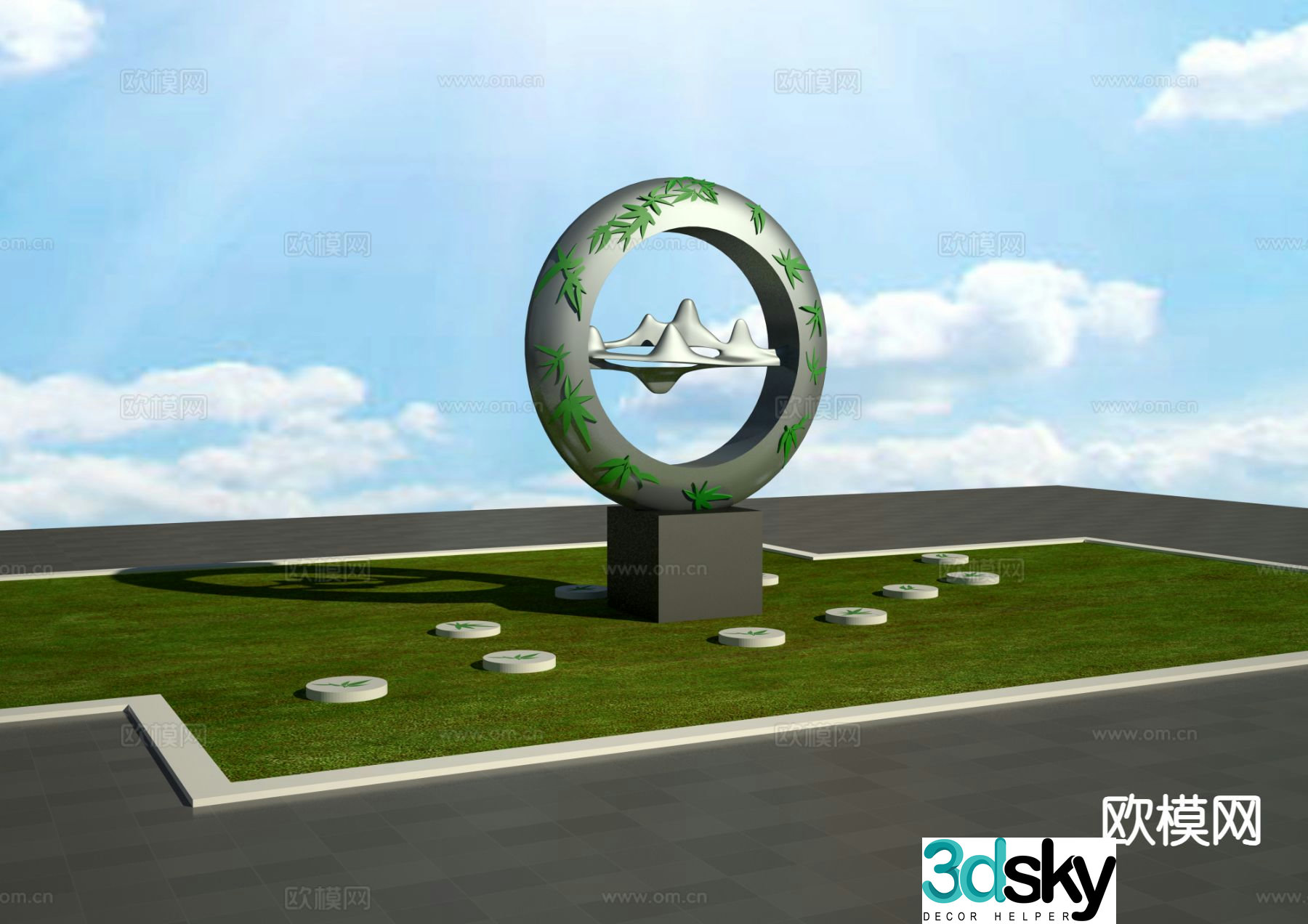 Landscape bamboo sculpture 3d model
