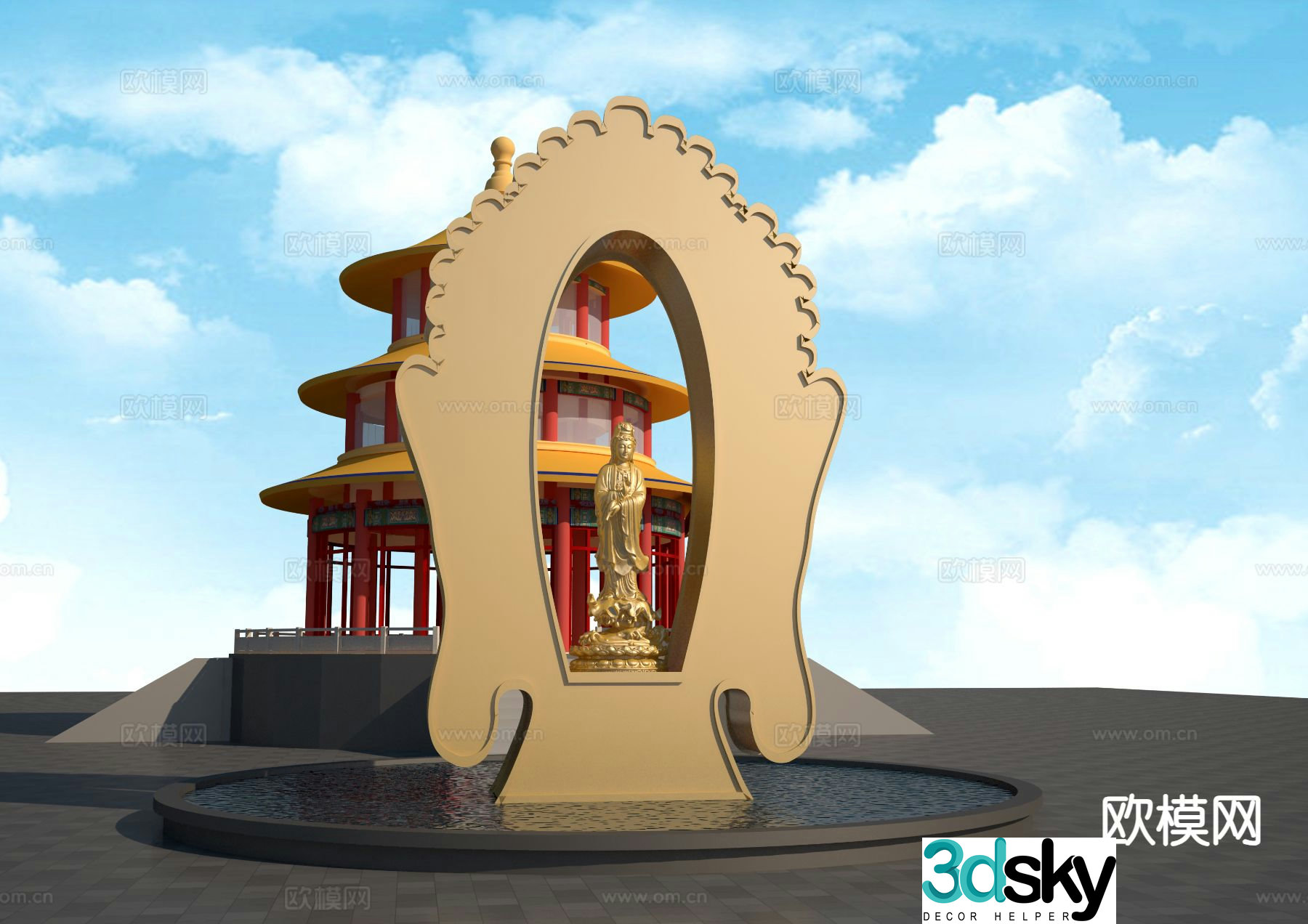 Buddha sculpture landscape sculpture 3d model