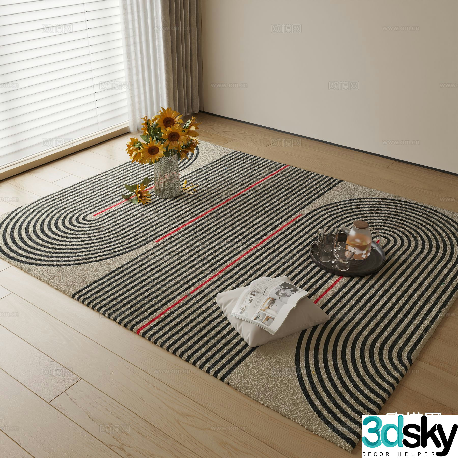 Modern carpet square rug 3d model