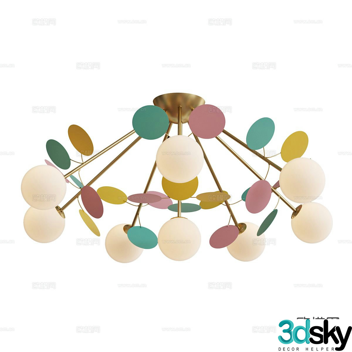 Modern colorful chandelier children’s lamp 3d model