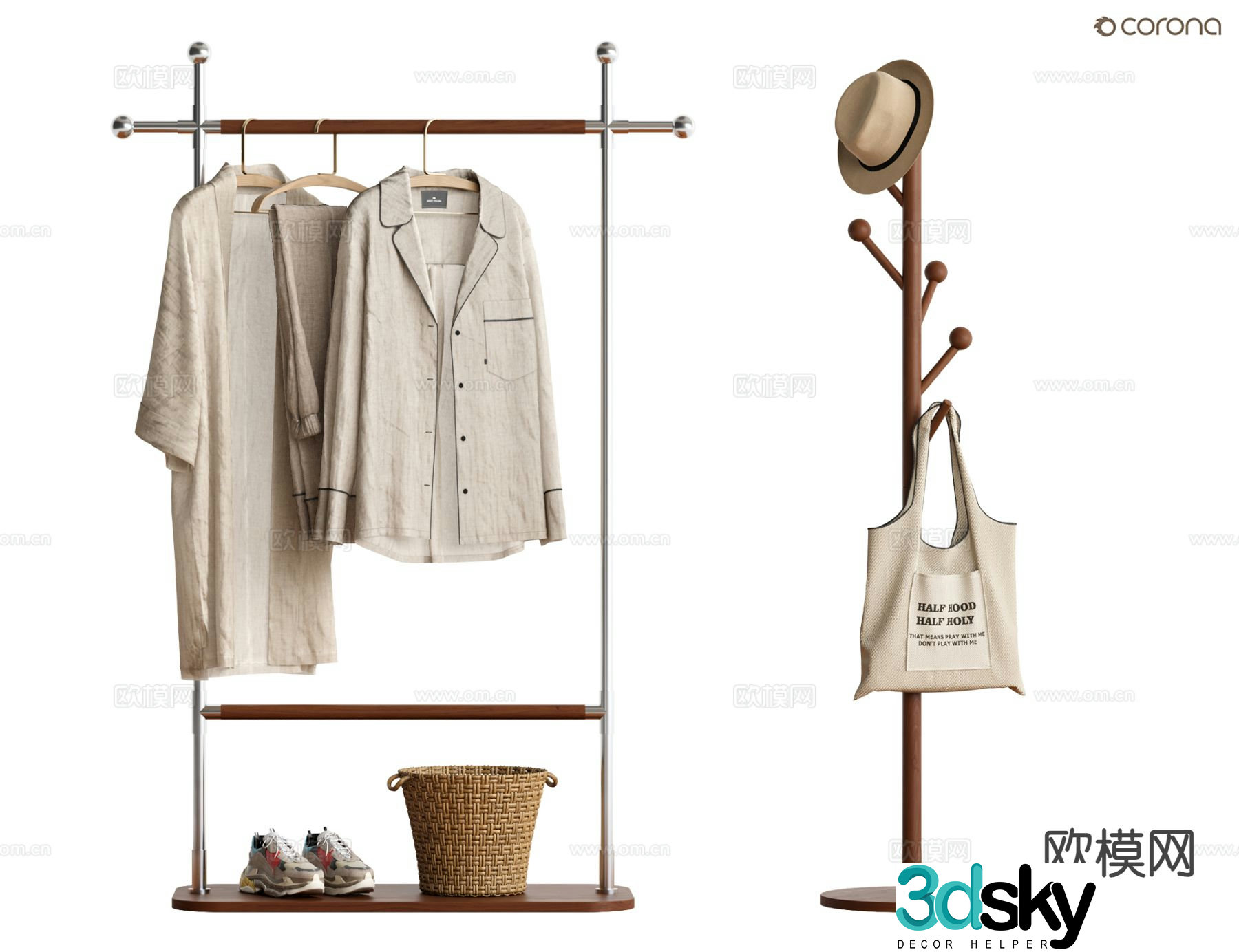 Floor coat rack coat rack 3d model