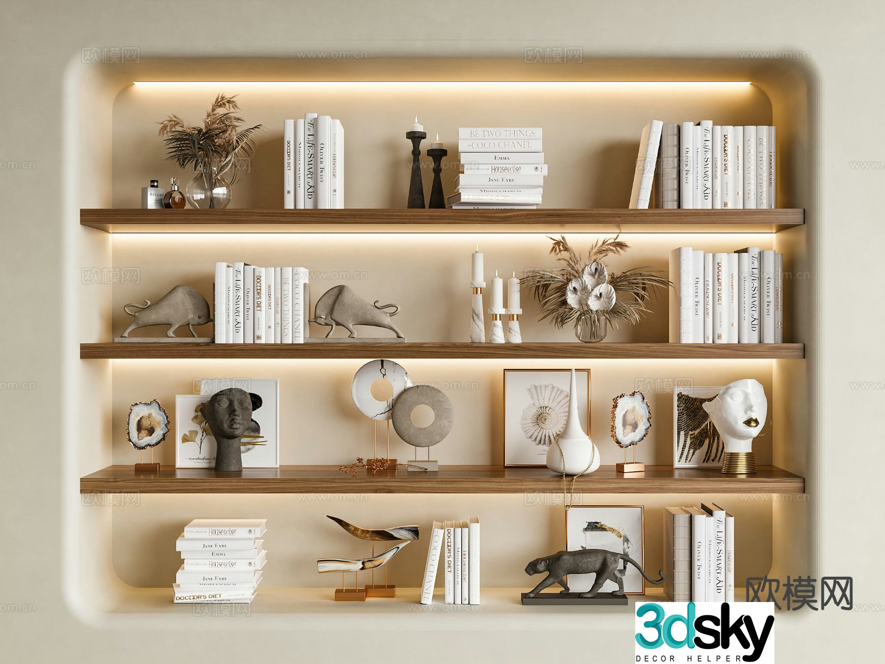 Modern decorations books crafts 3d model