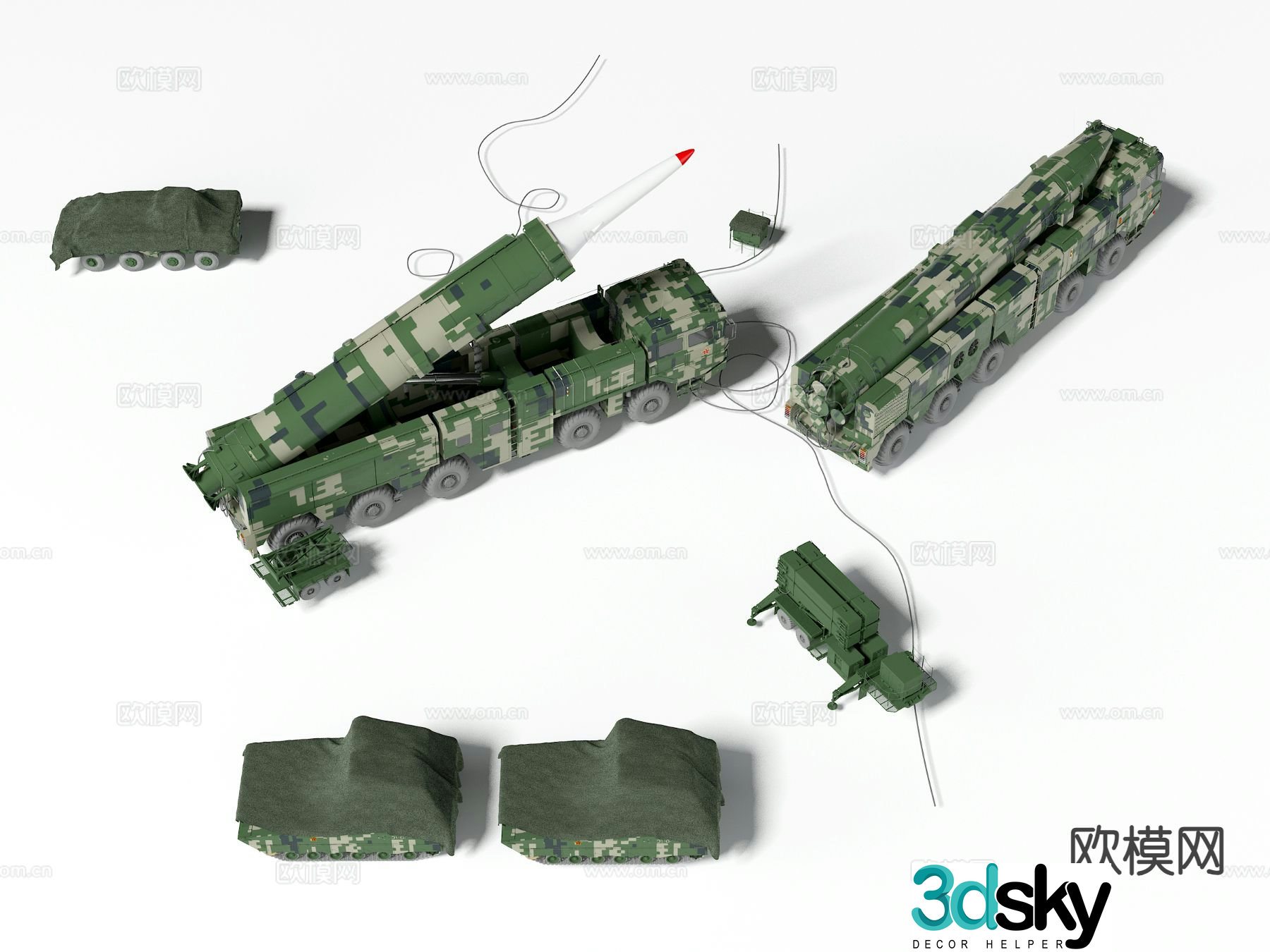 Missile launcher vehicle supply vehicle military vehicle 3d model