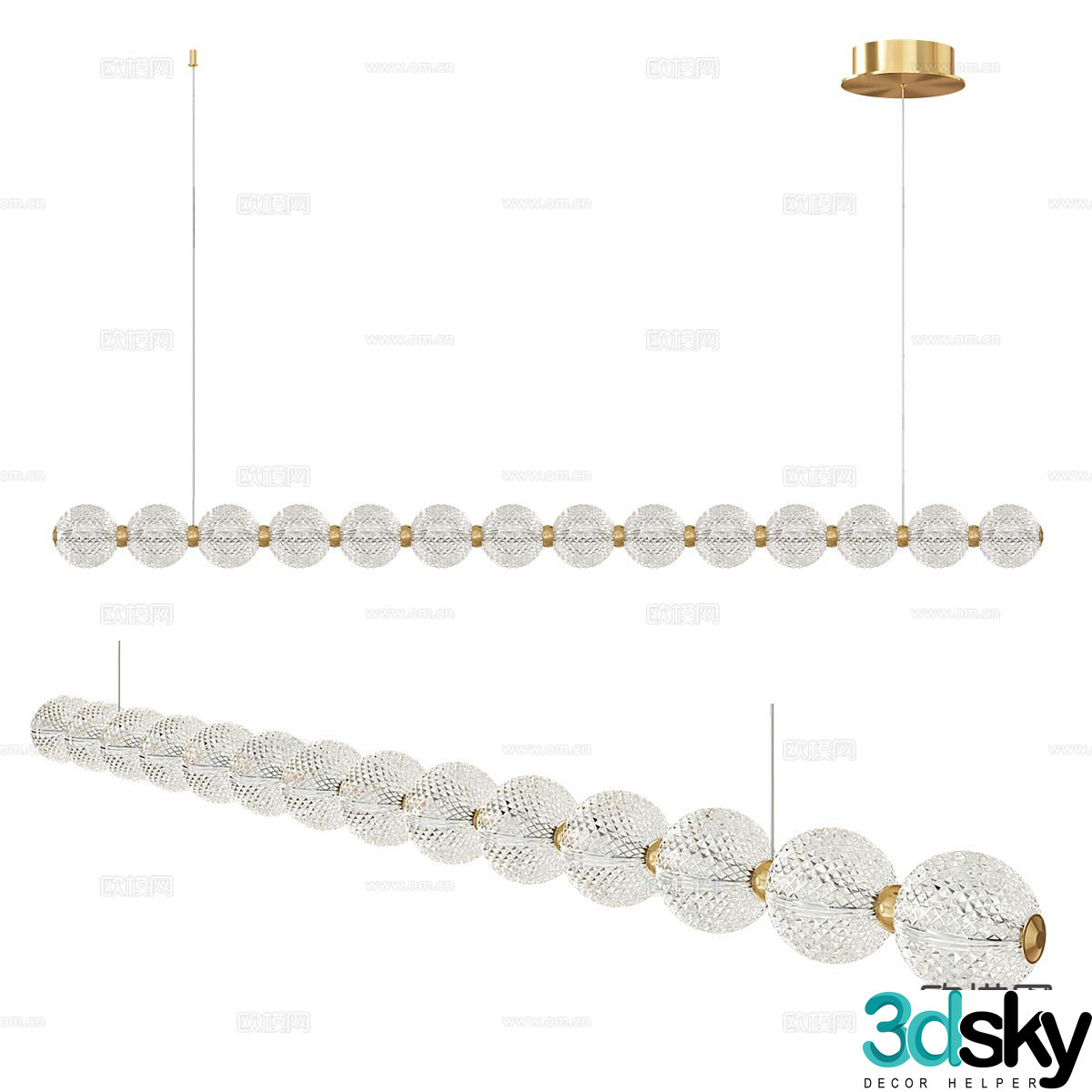 Modern long chandelier straight chandelier 3d model