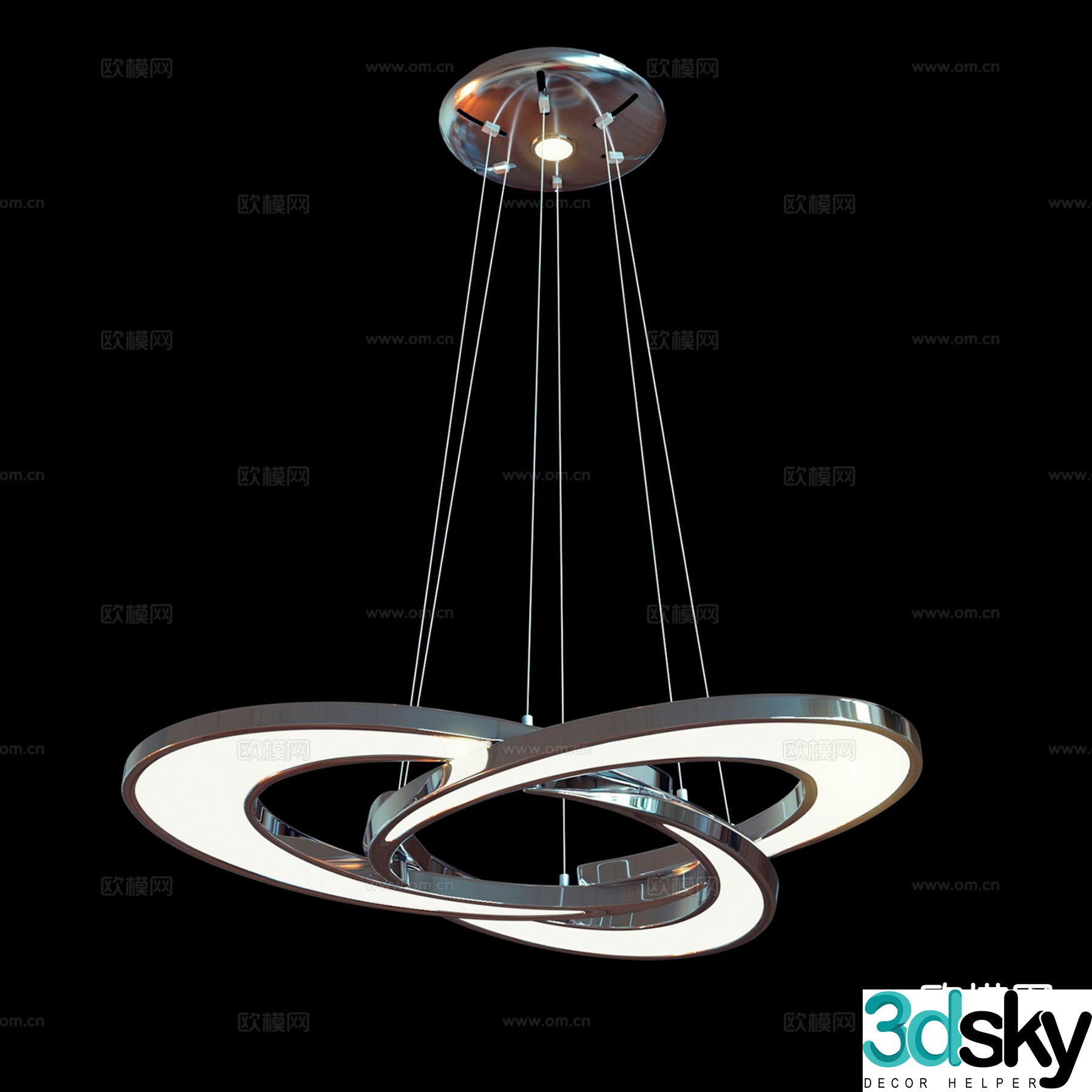 Modern art chandelier ring chandelier 3d model