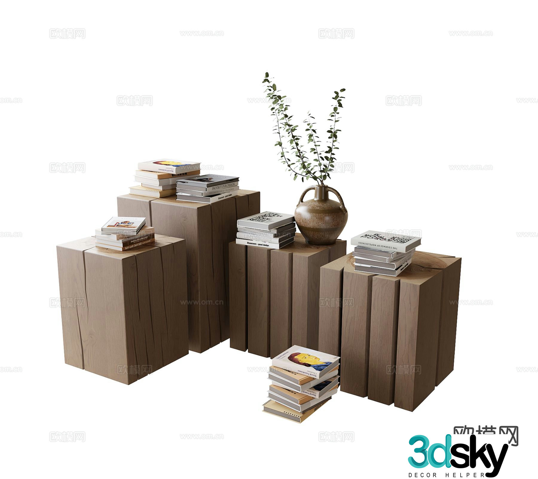 Wabi-sabi solid wood side table corner table table table 3D model