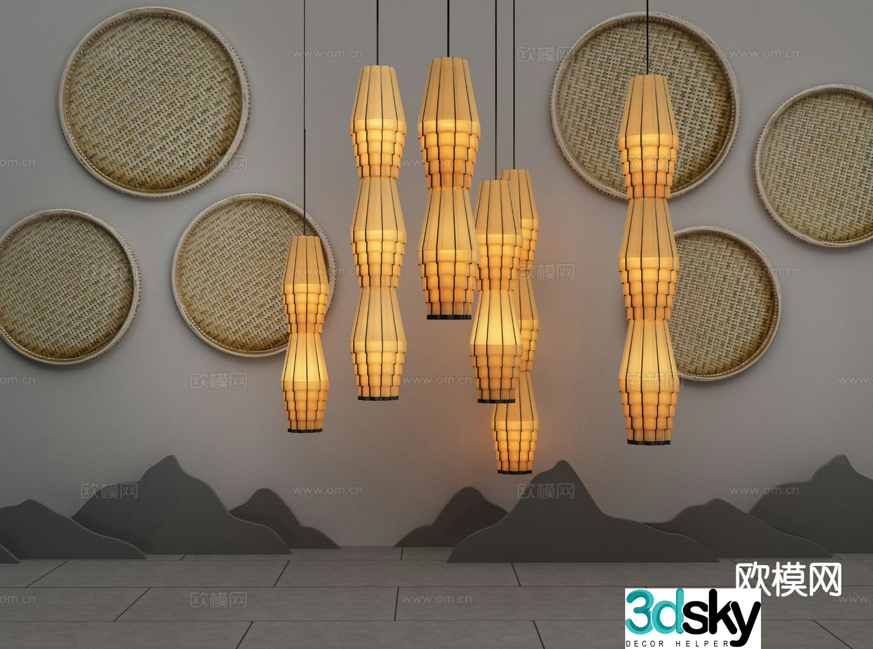 New Chinese style chandelier 3d model