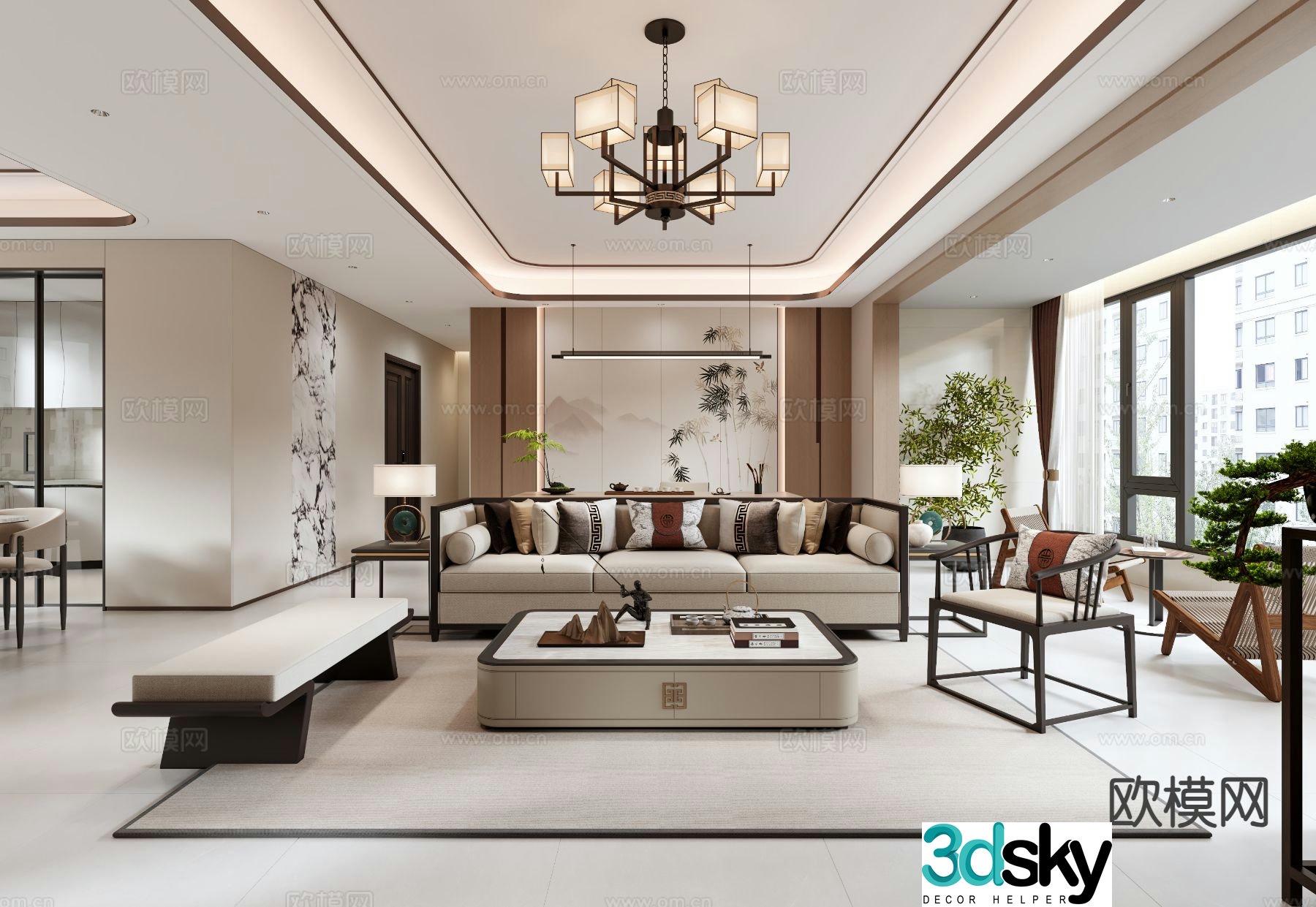New Chinese style living room 3d model