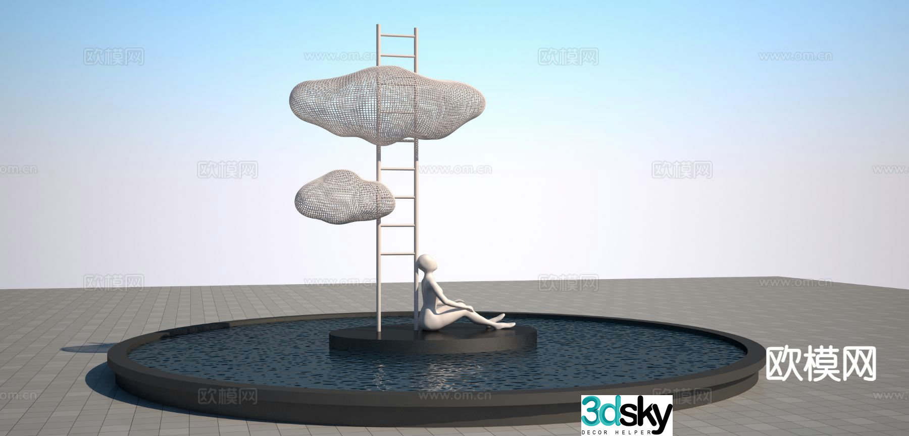 Cloud Staircase Abstract Figure Sculpture 3D Model