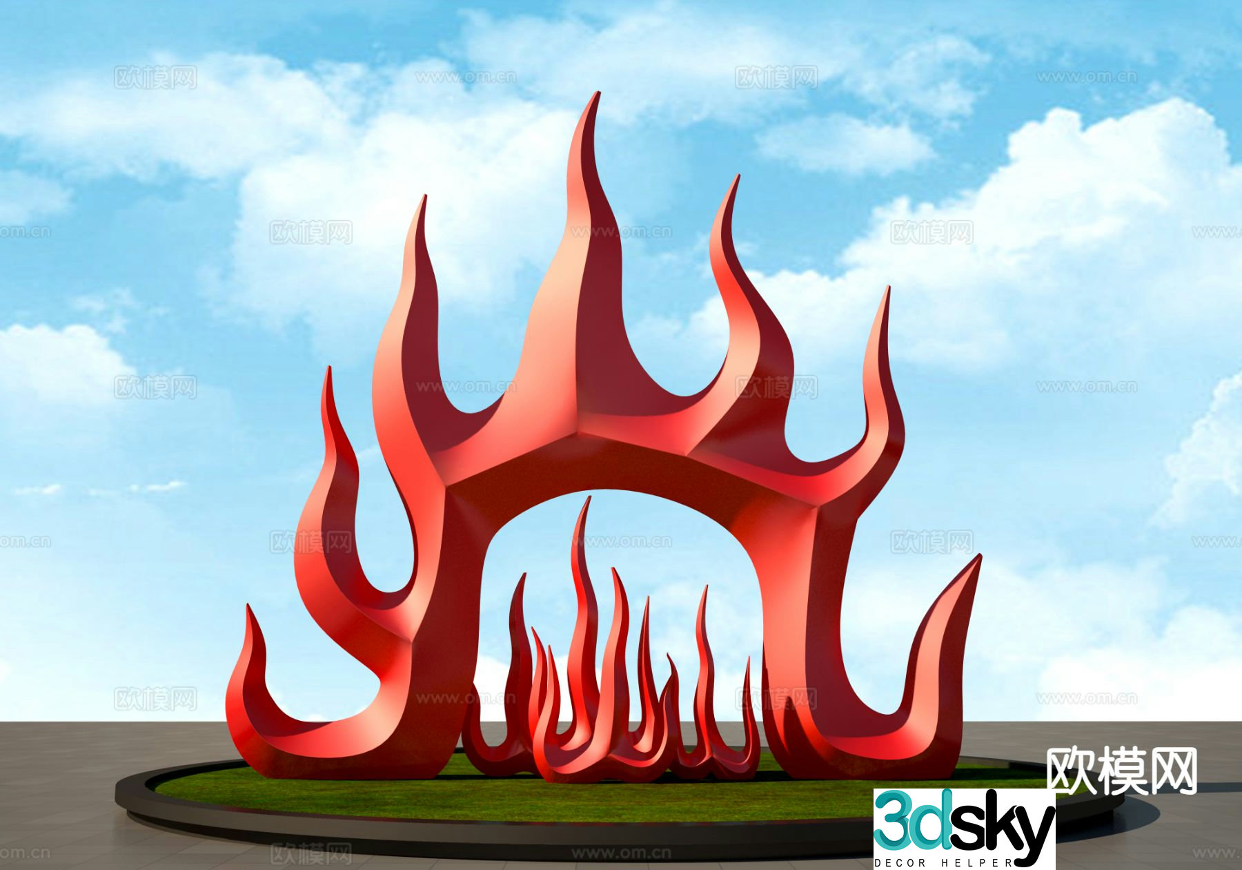 Flame sculpture urban sculpture 3d model