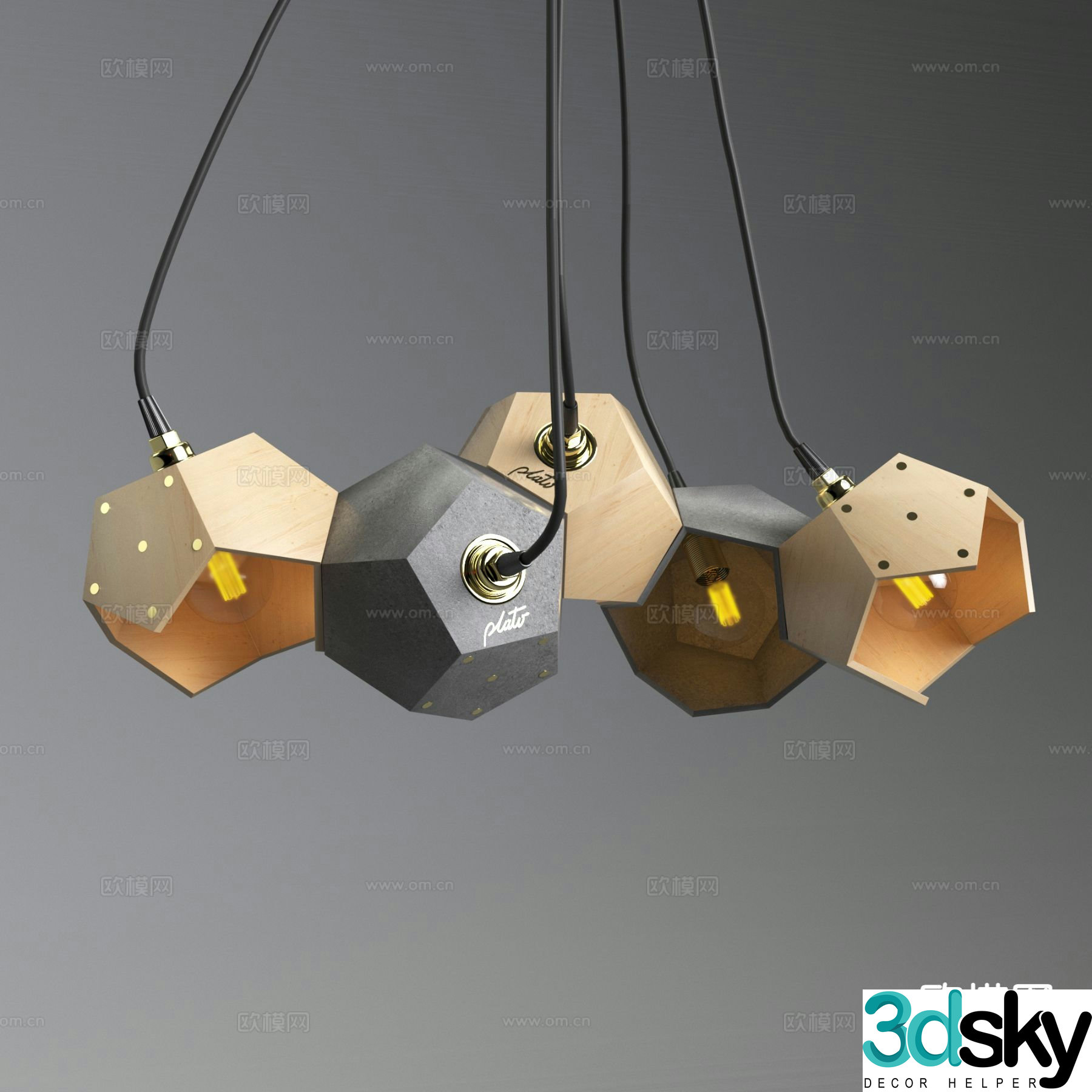 Industrial style chandelier art chandelier 3d model