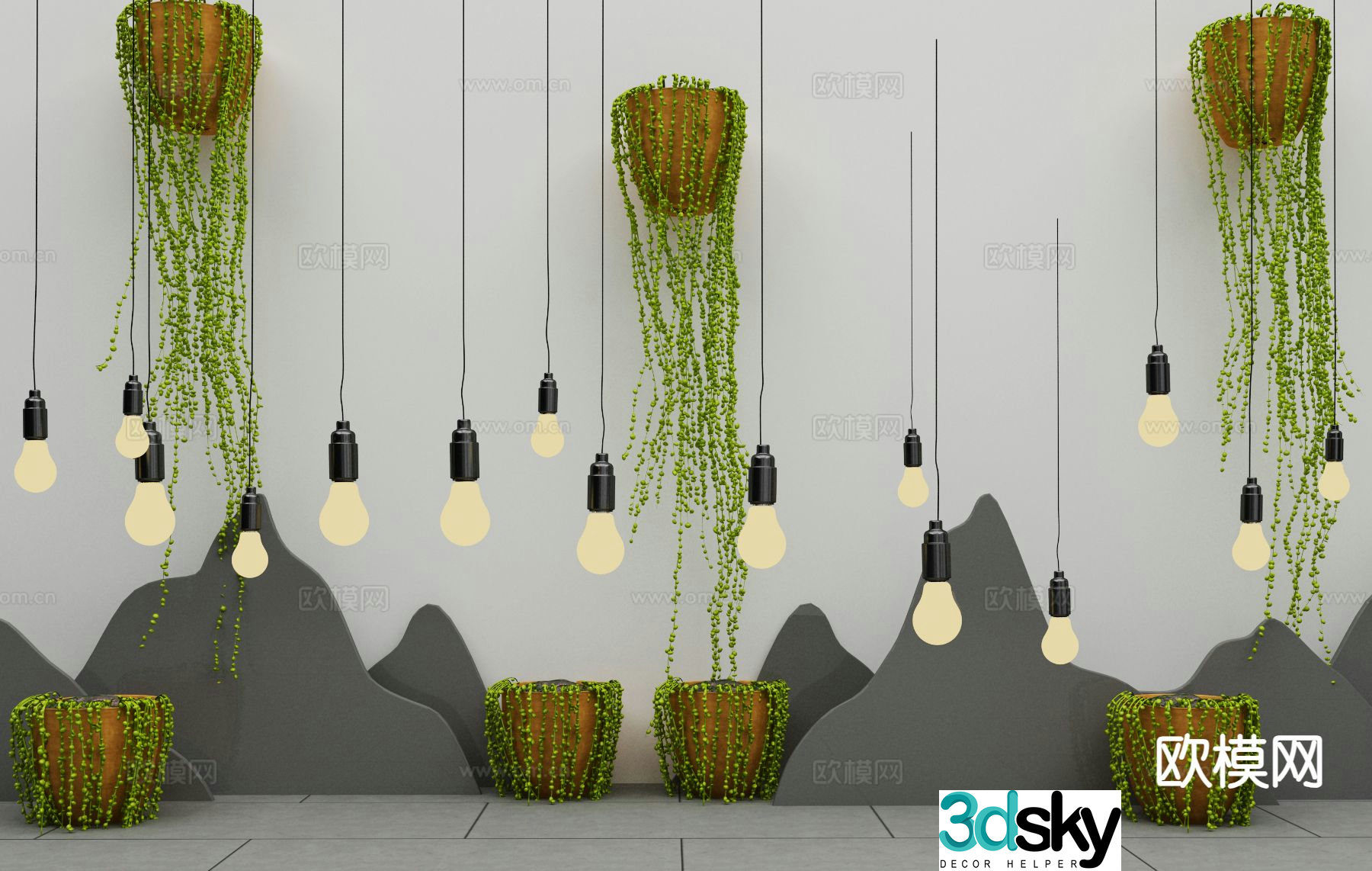 Modern light bulb small chandelier 3d model