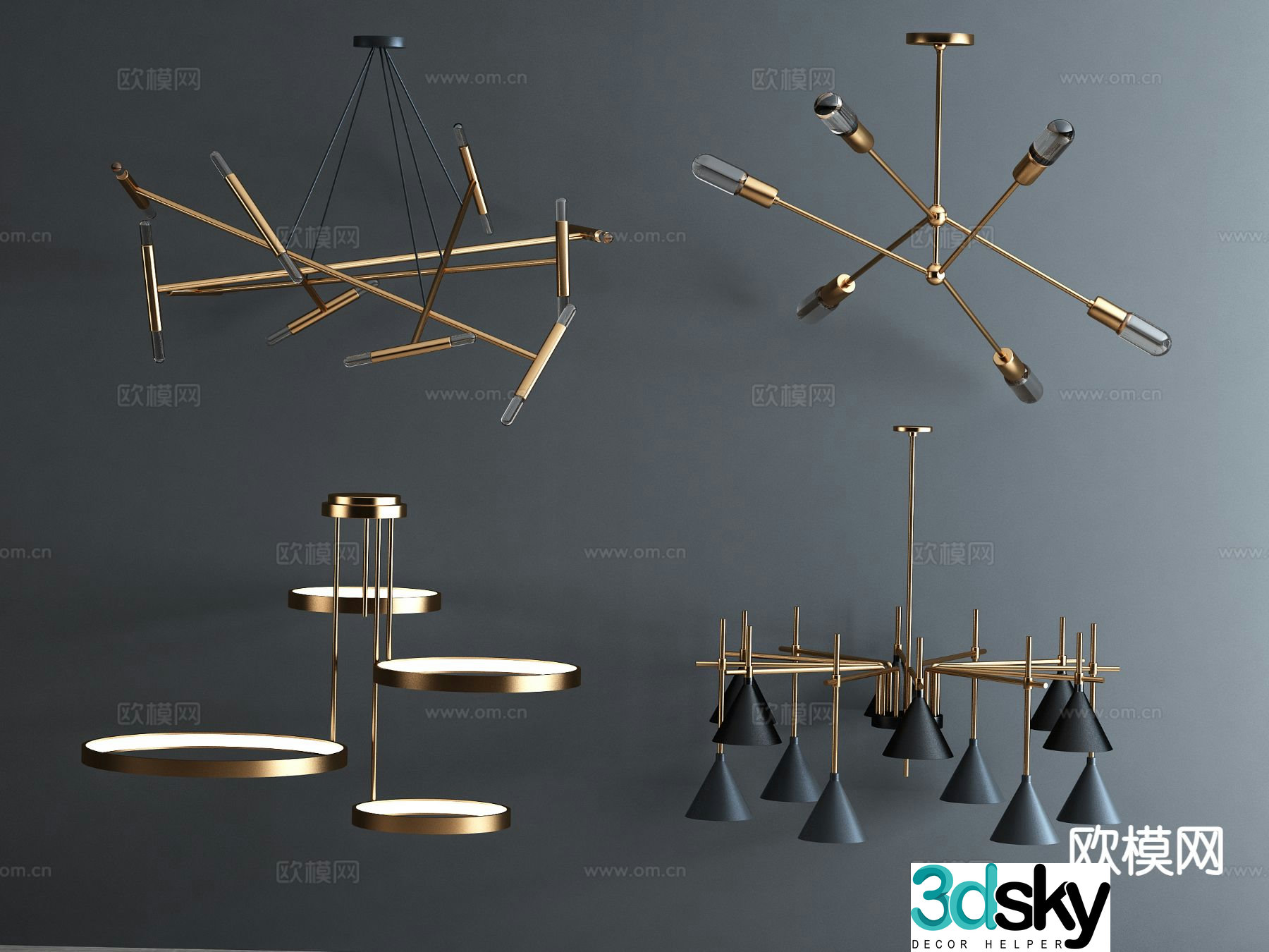 Light luxury creative chandelier hall chandelier 3D model