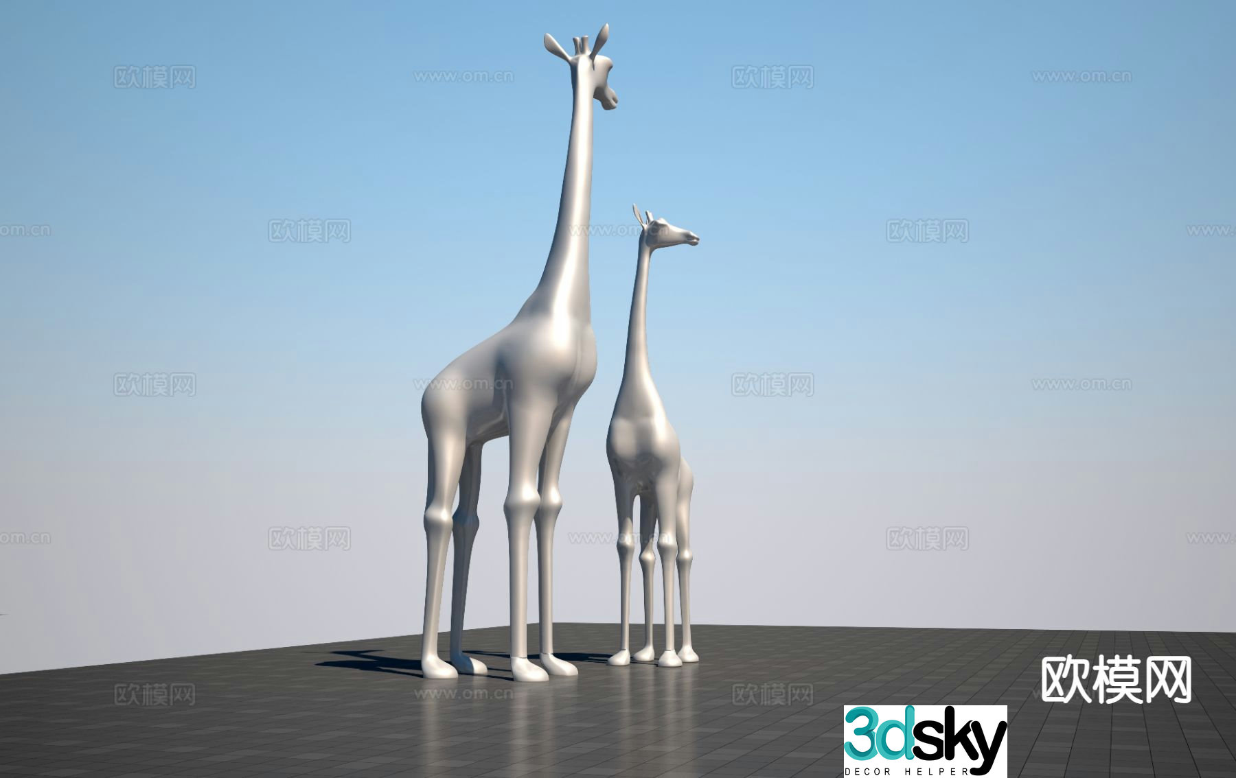 Giraffe sketch landscape sculpture 3d model
