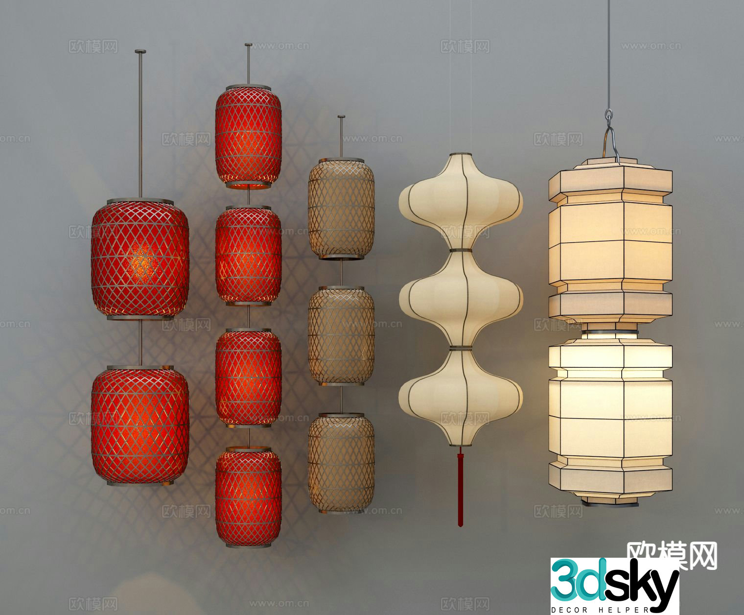 New Chinese style decorative lamp lantern 3d model