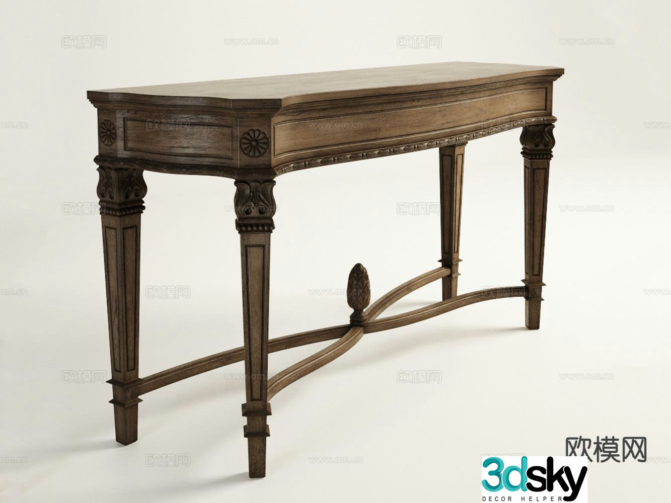 American style end view table 3D model