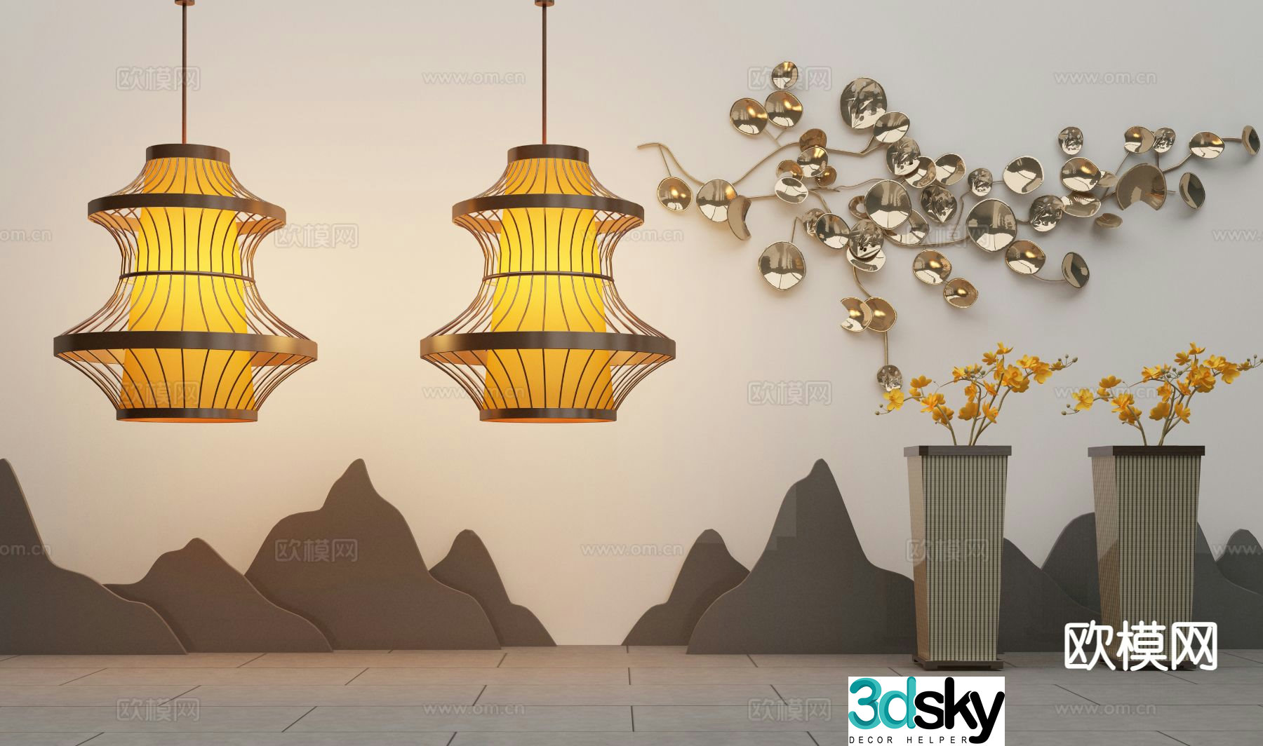 New Chinese style chandelier 3d model