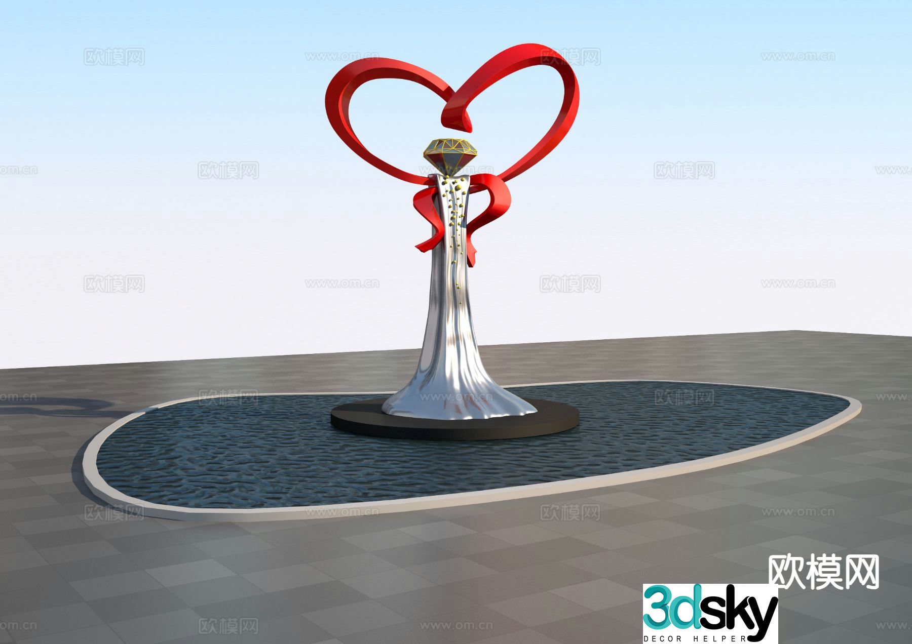 Love jewelry sculpture 3d model