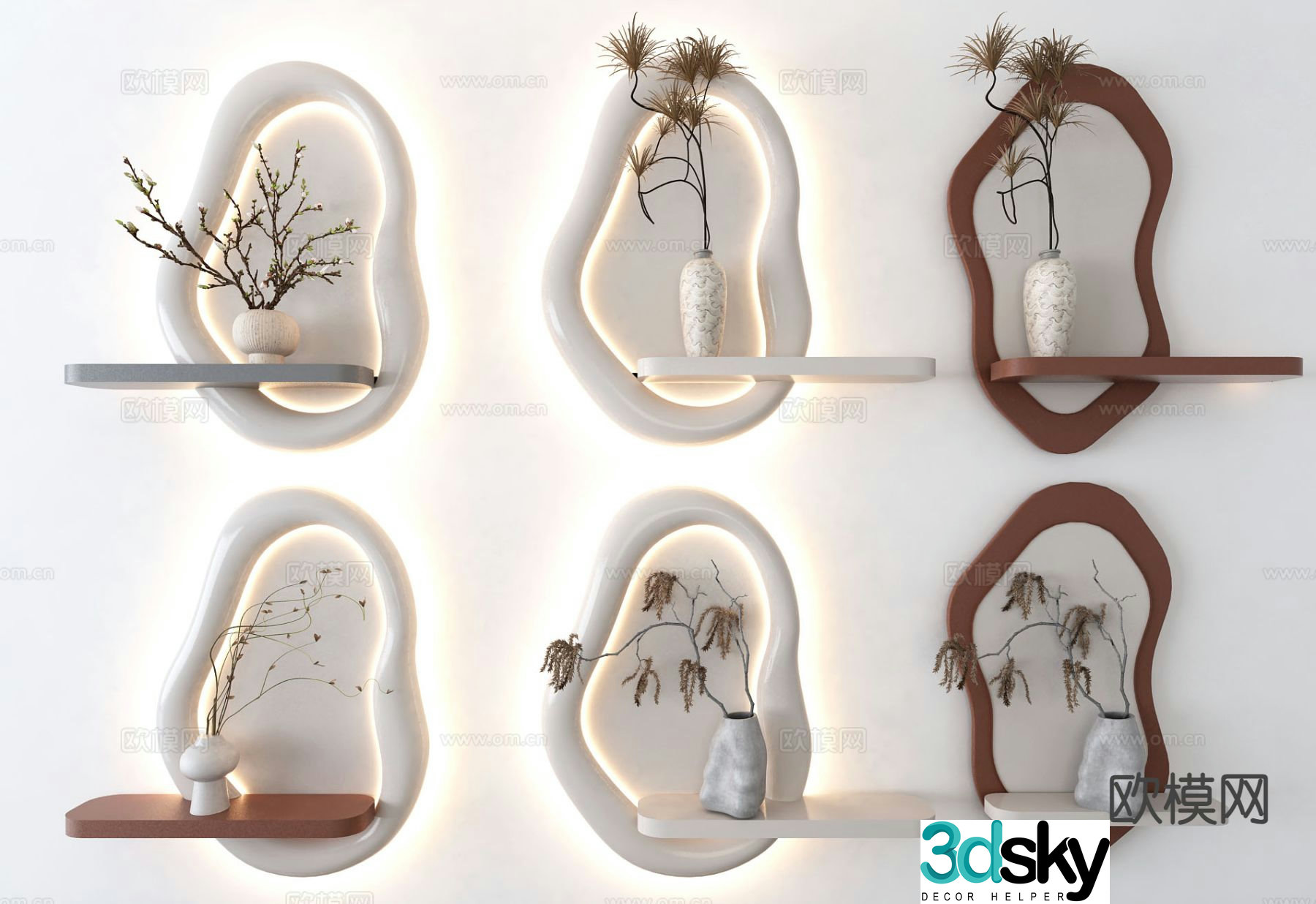 Art wall decoration three-dimensional hanging decoration mural lamp 3D model