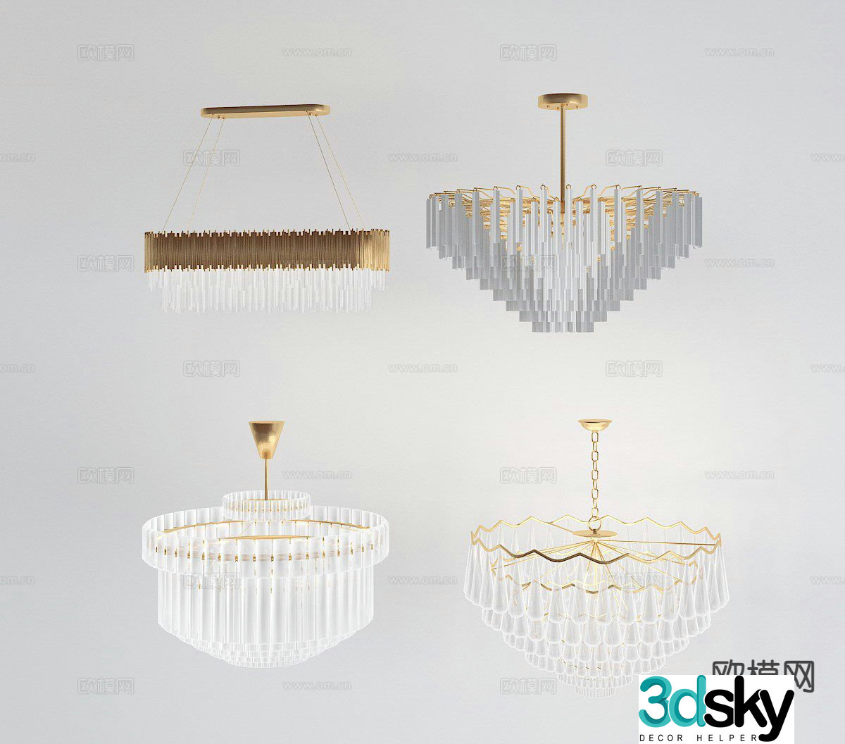 Light luxury chandelier crystal lamp 3d model