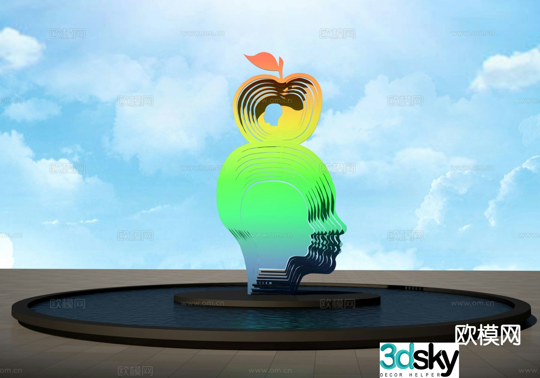 Landscape sculpture square sculpture 3d model