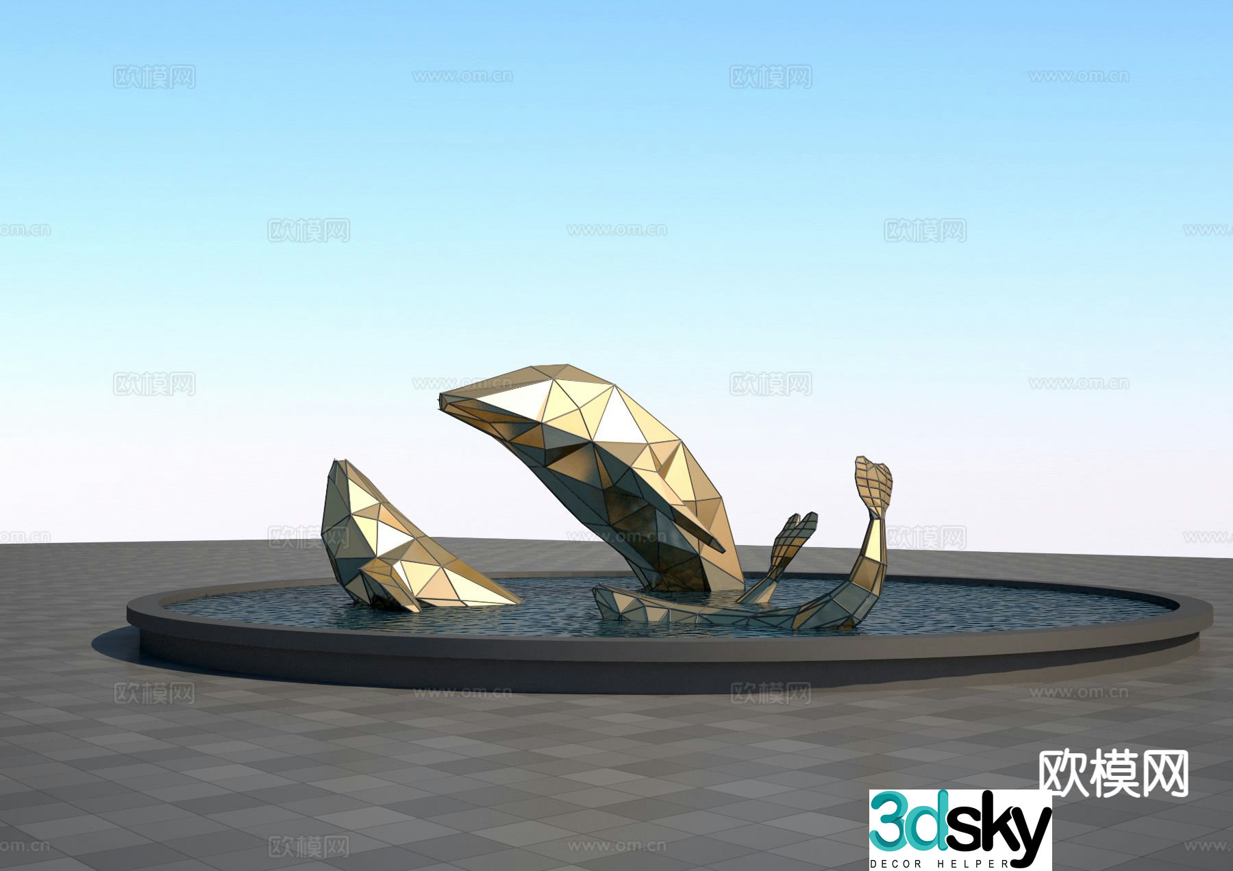 Block face abstract sculpture whale sculpture 3d model