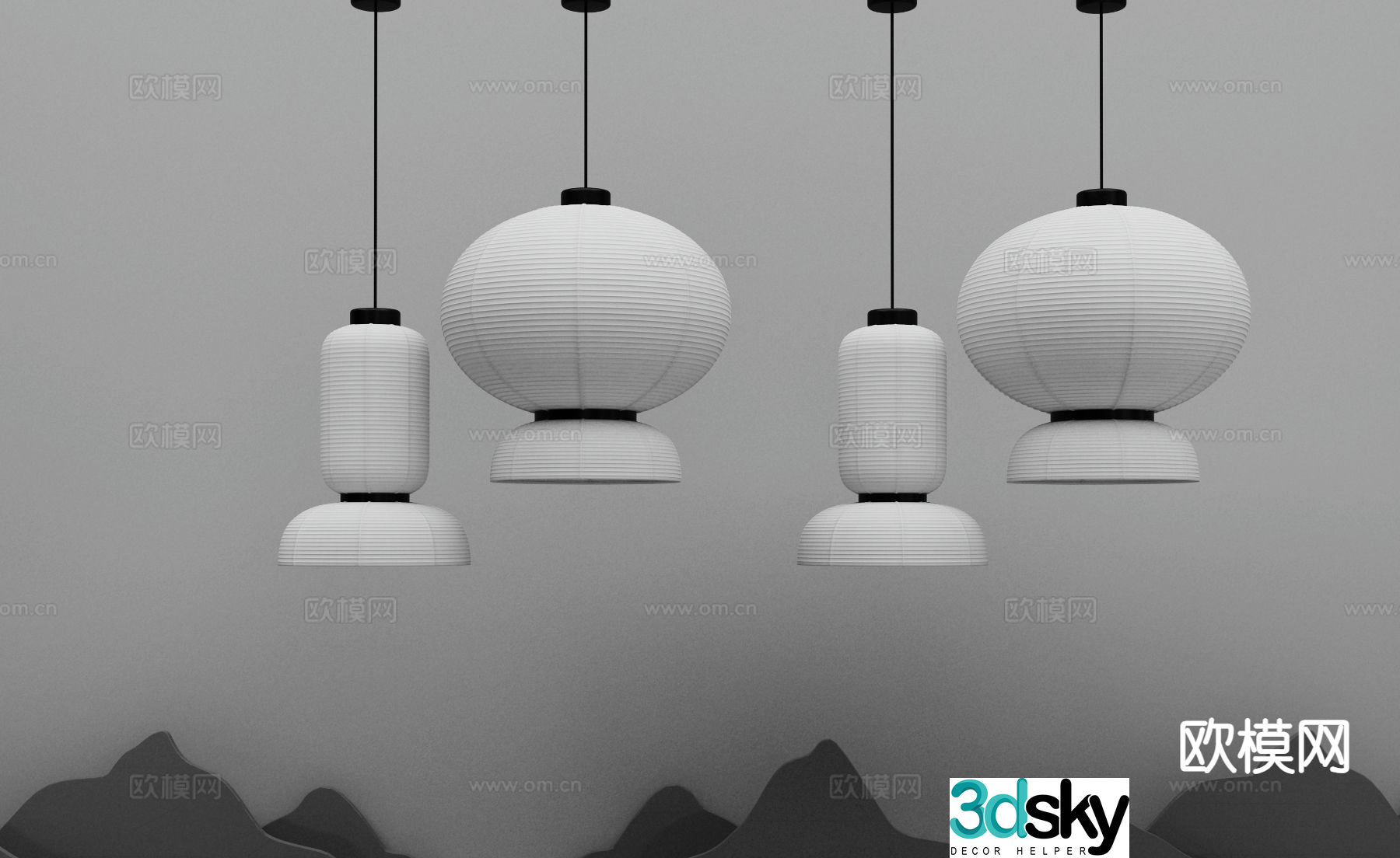 New Chinese style chandelier lantern chandelier 3d model