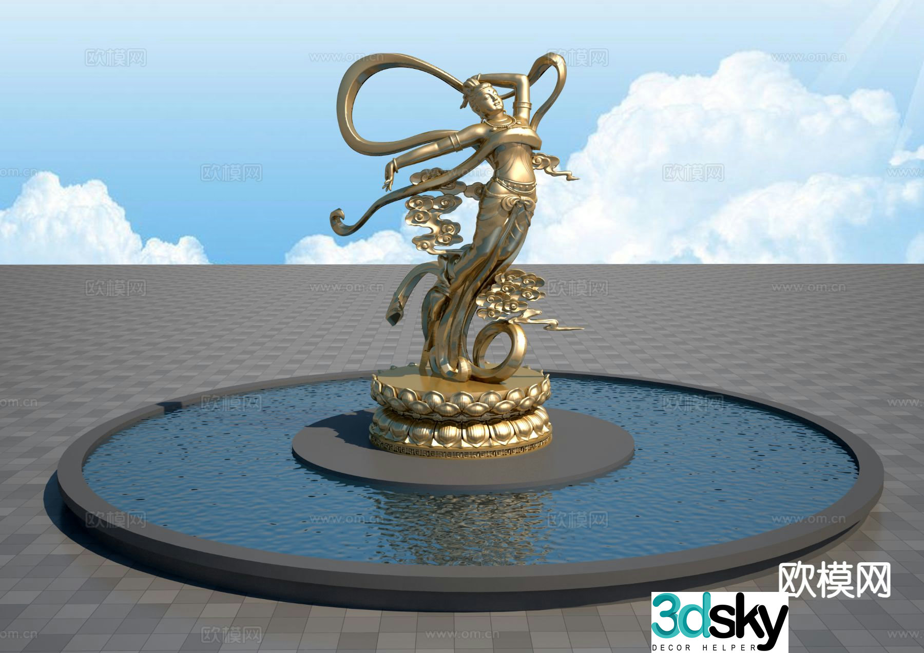 Dunhuang Feitian Sculpture Landscape Sculpture 3D Model