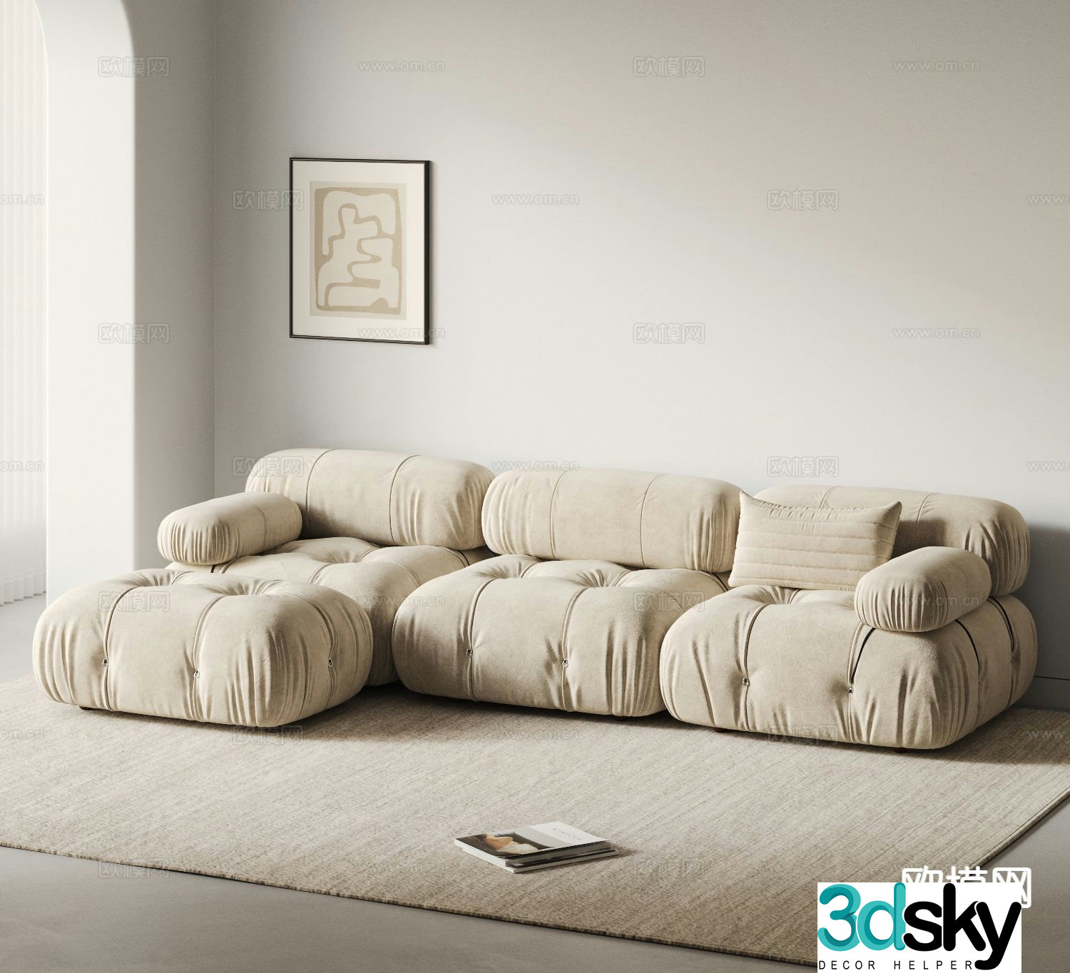 Multi-person sofa corner sofa 3d model