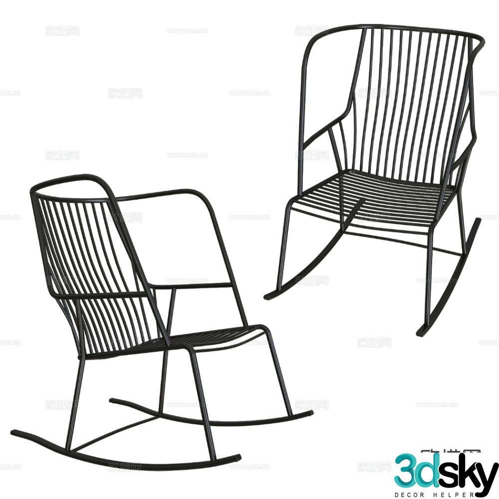 Castil outdoor chair wrought iron chair rocking chair 3d model