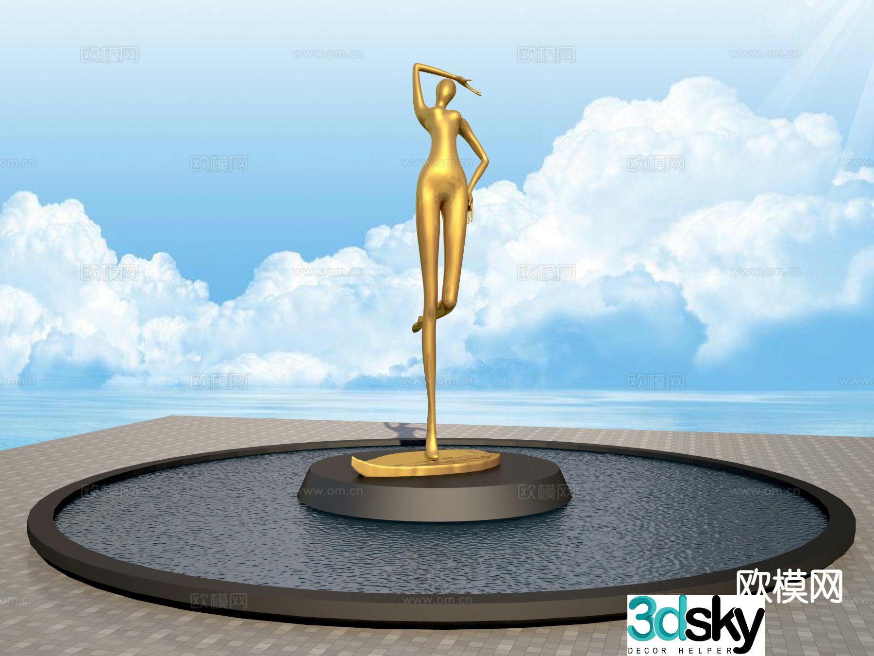 Abstract human sculpture landscape sculpture 3d model