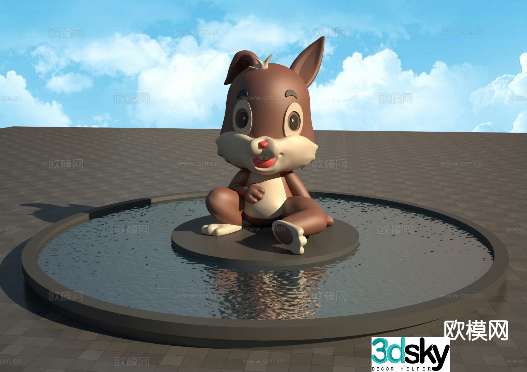 rabbit sculpture landscape sculpture 3d model