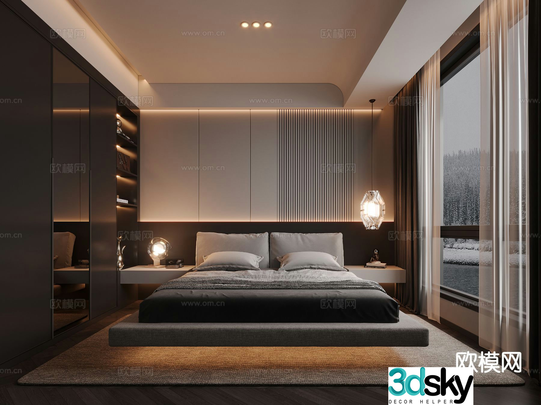Italian style bedroom master bedroom 3d model