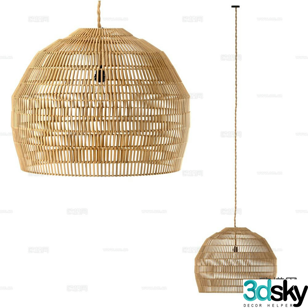 Couleur rattan chandelier 3d model