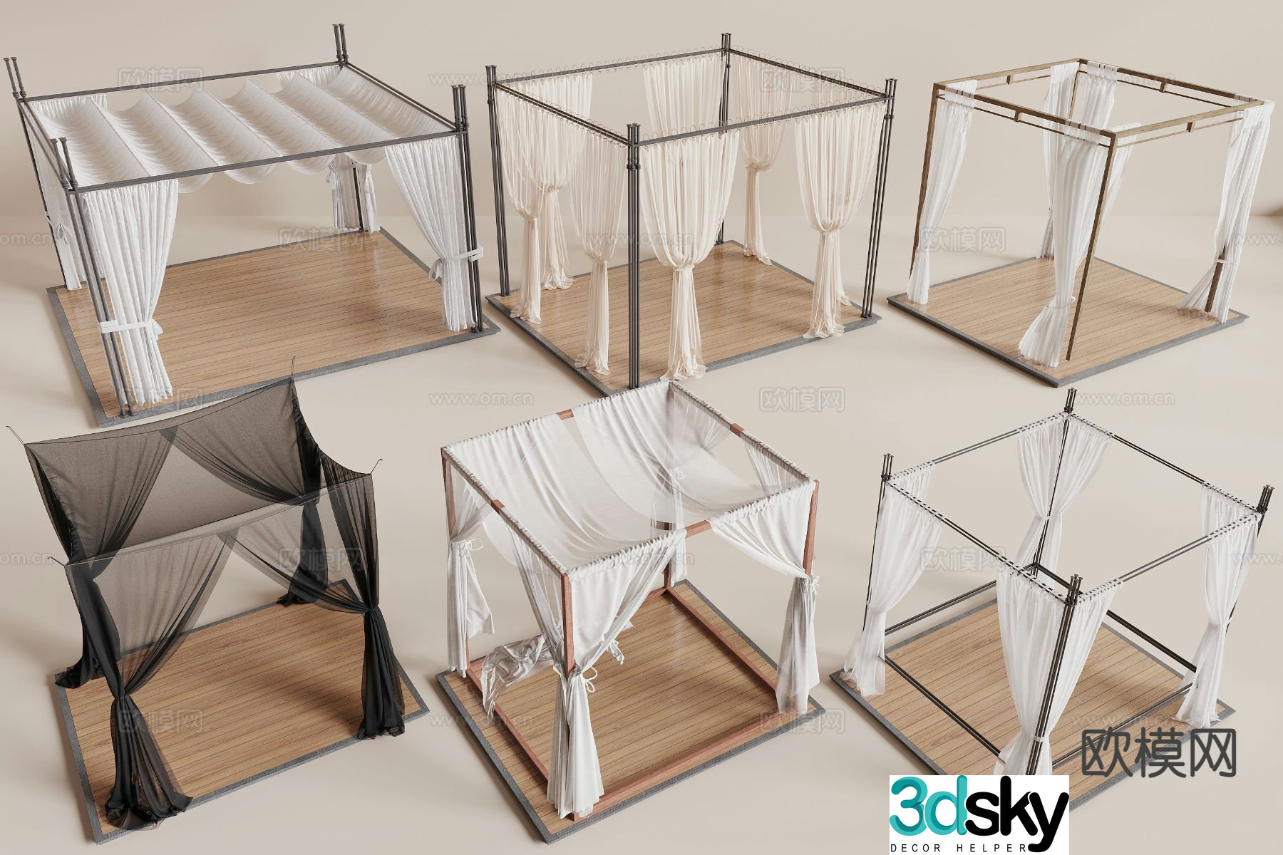 Modern bed curtain curtain 3d model