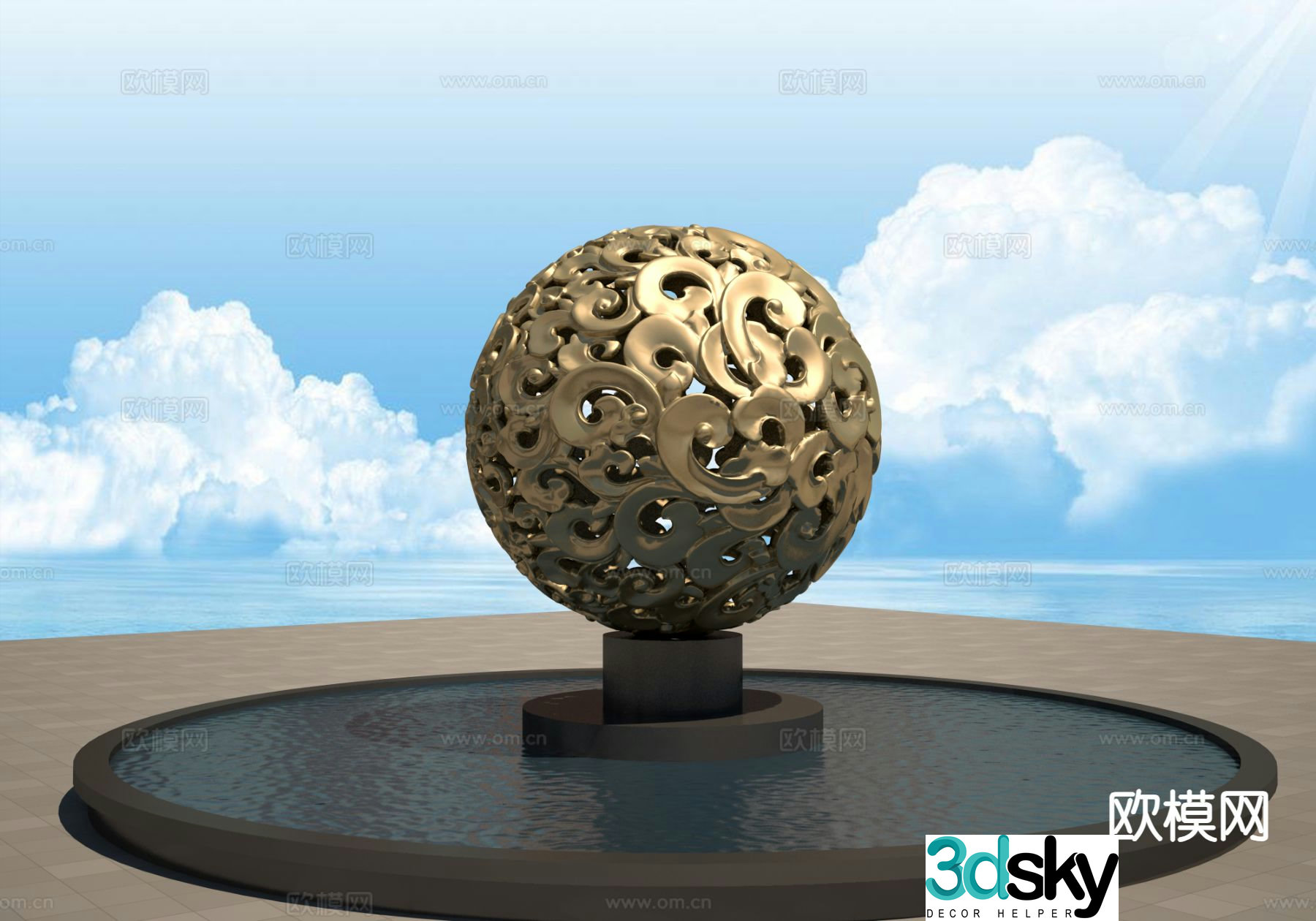 Feng Shui Ball Sculpture Urban Sculpture 3D Model