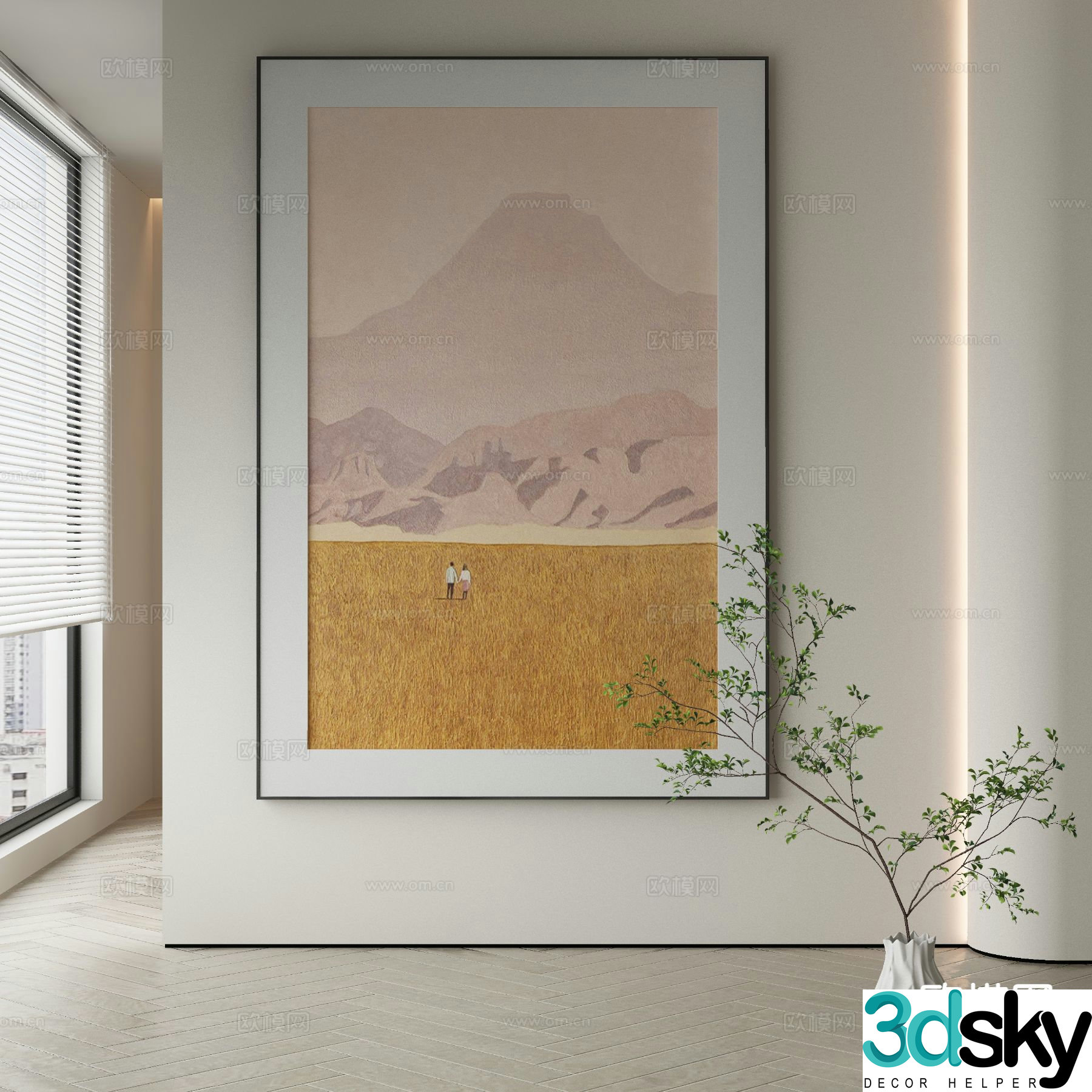 Modern oil painting landscape painting decorative painting 3d model