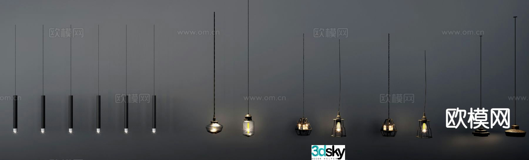 Industrial style small chandelier bedside small chandelier 3d model