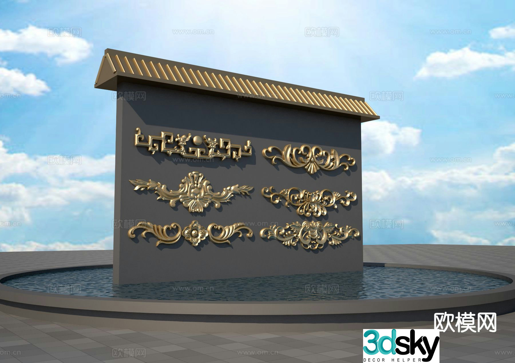 European pattern relief carving 3d model