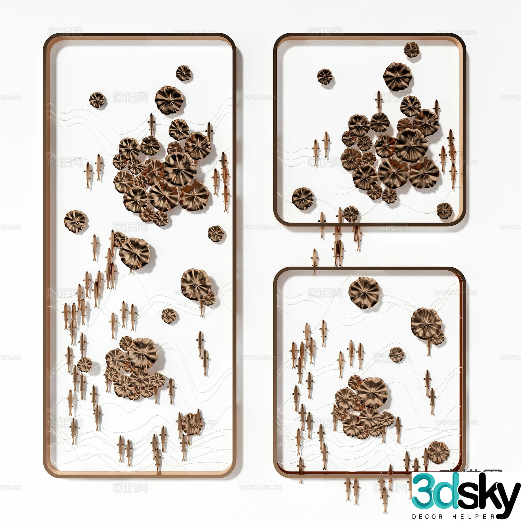 New Chinese style wall decoration hanging ornaments 3D model