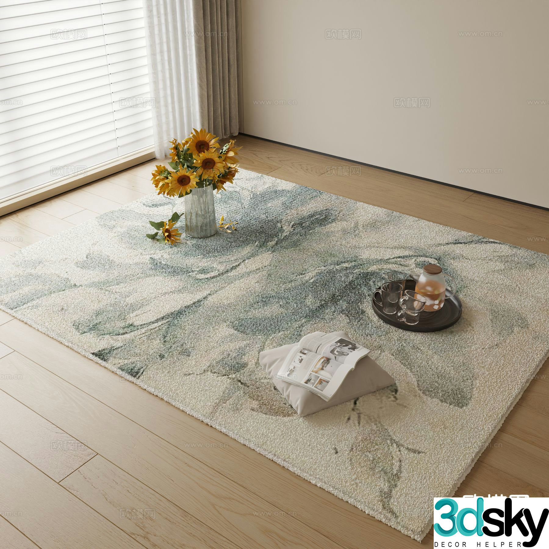 Modern carpet square rug 3d model