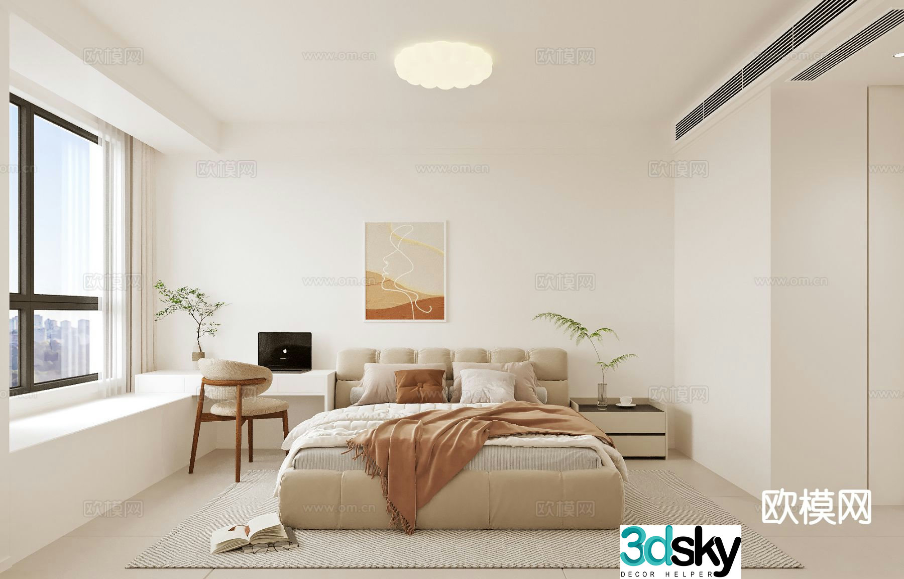 Cream style bedroom master bedroom 3d model