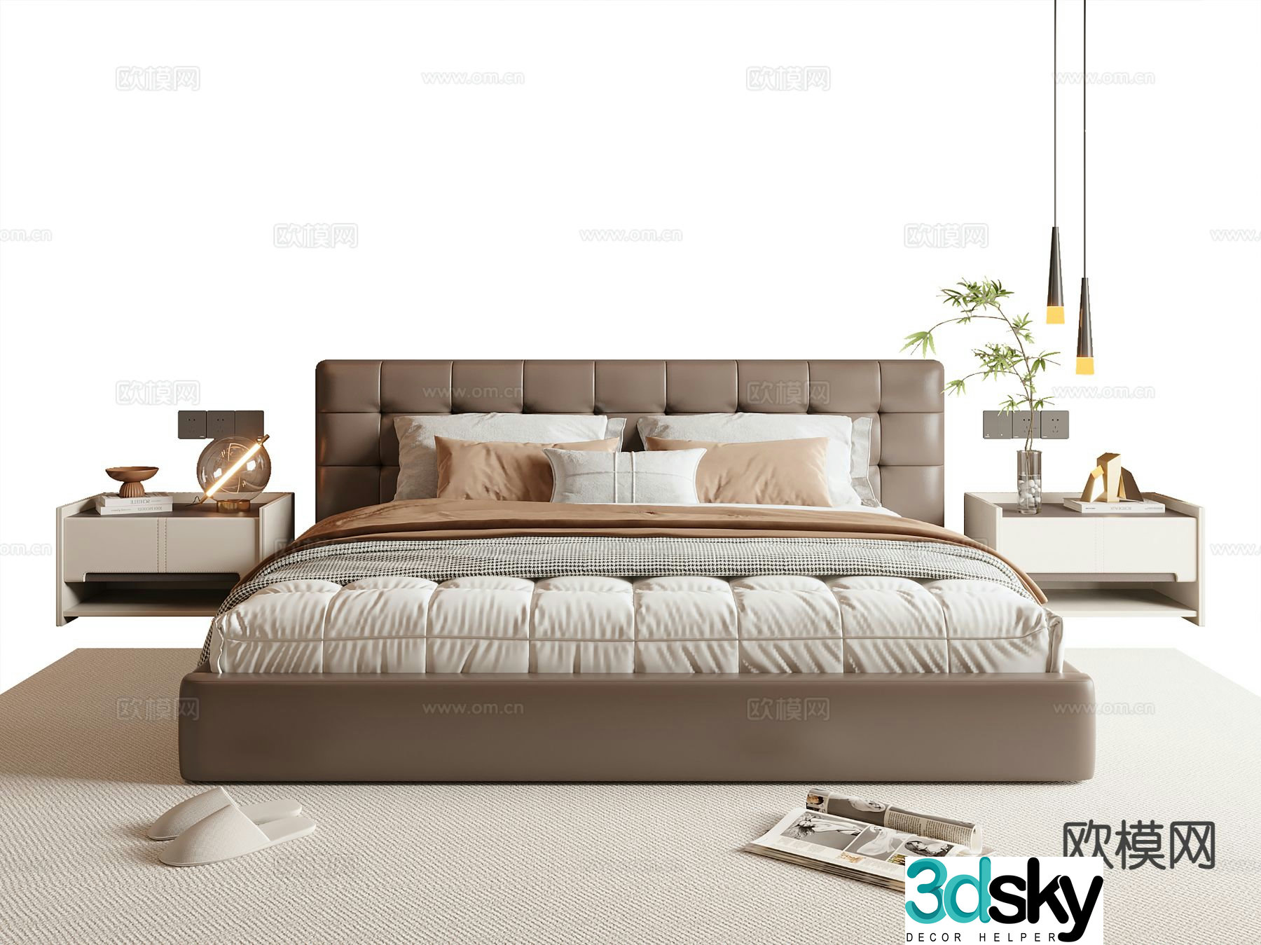 Italian double bed 3d model