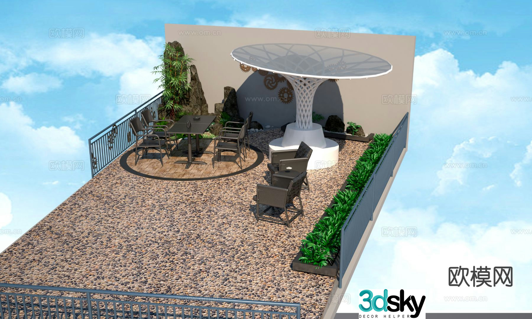 Courtyard landscape garden 3d model