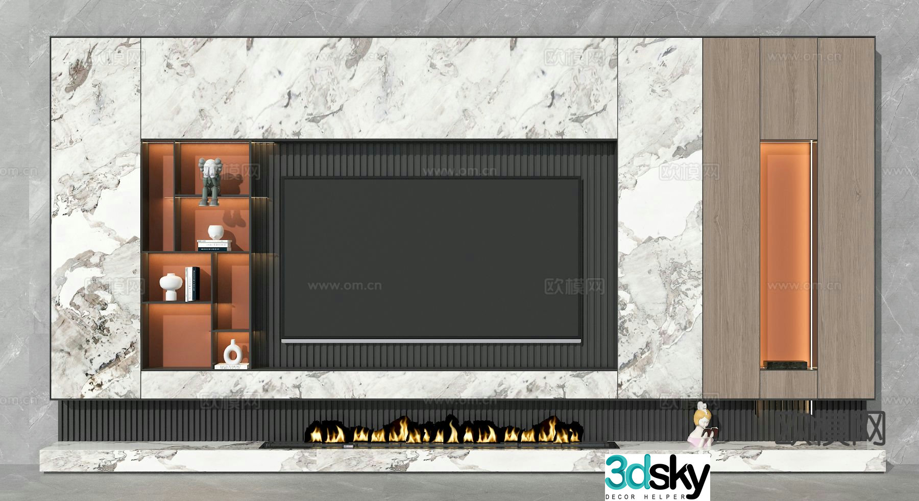 Modern background wall TV background 3d model