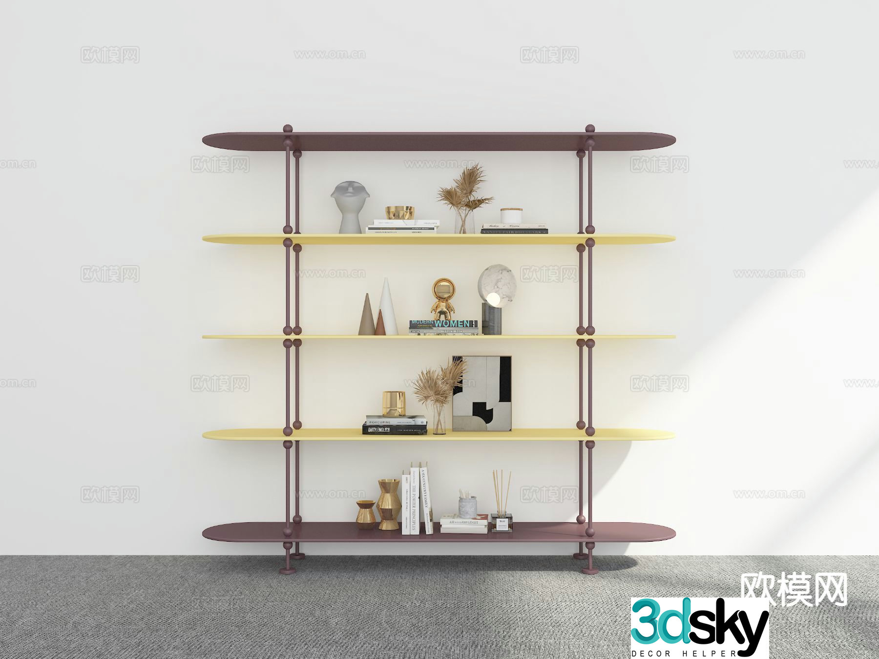 Modern bookshelf display rack 3d model