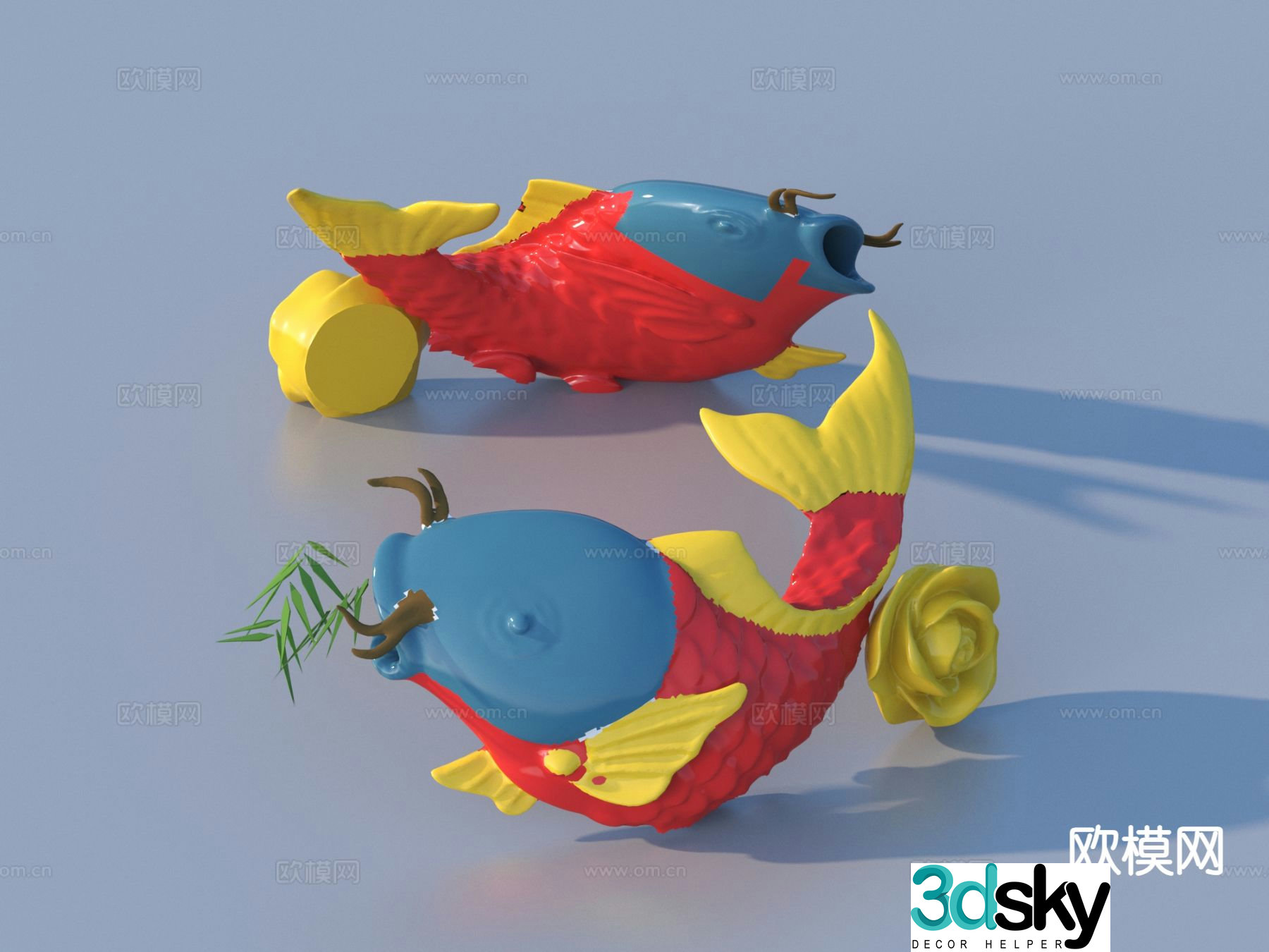 Koi sculpture art ornament 3d model